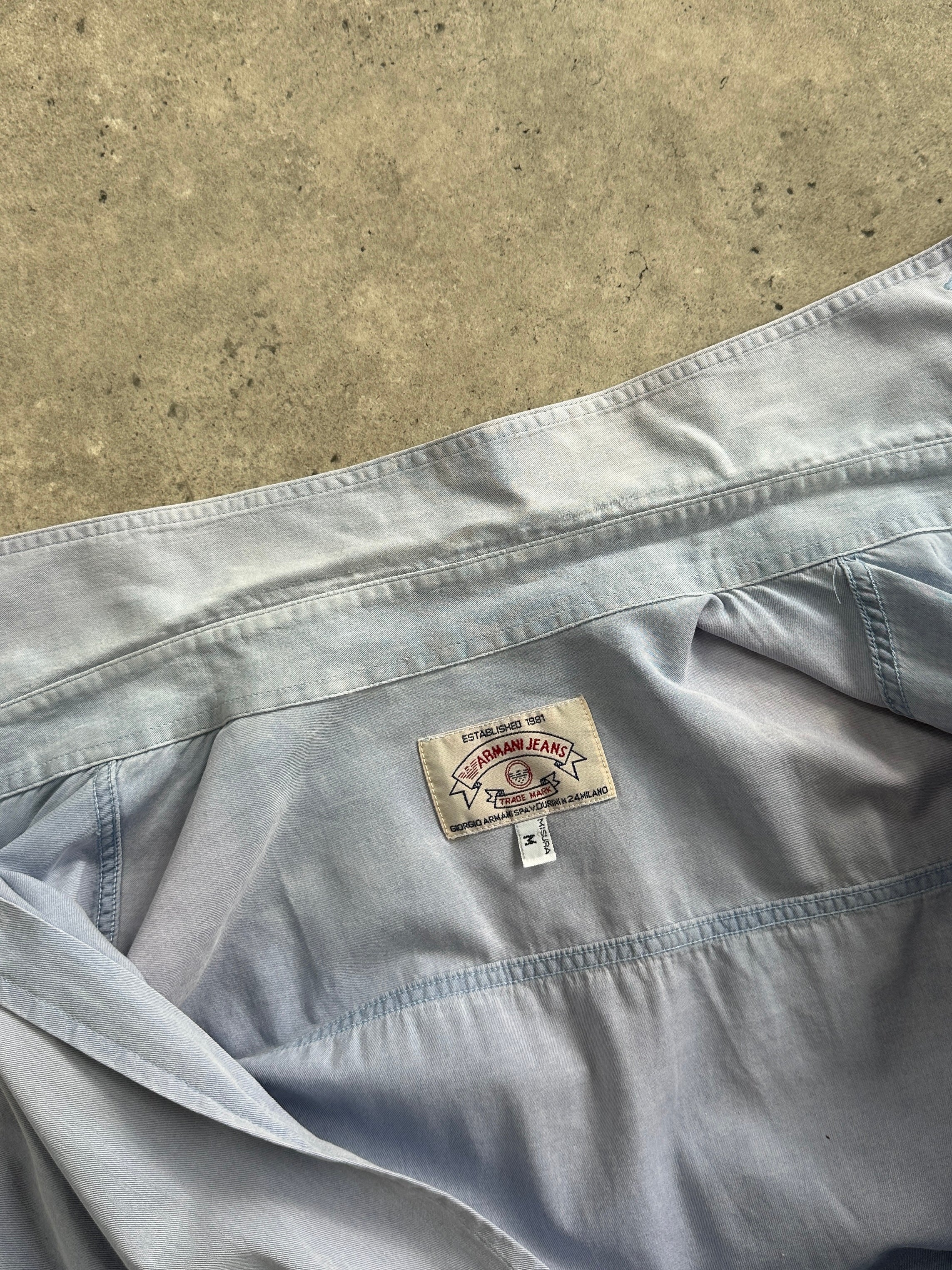 Armani Jeans faded cotton logo shirt in XL, featuring a casual design with the Armani branding visible on the front.