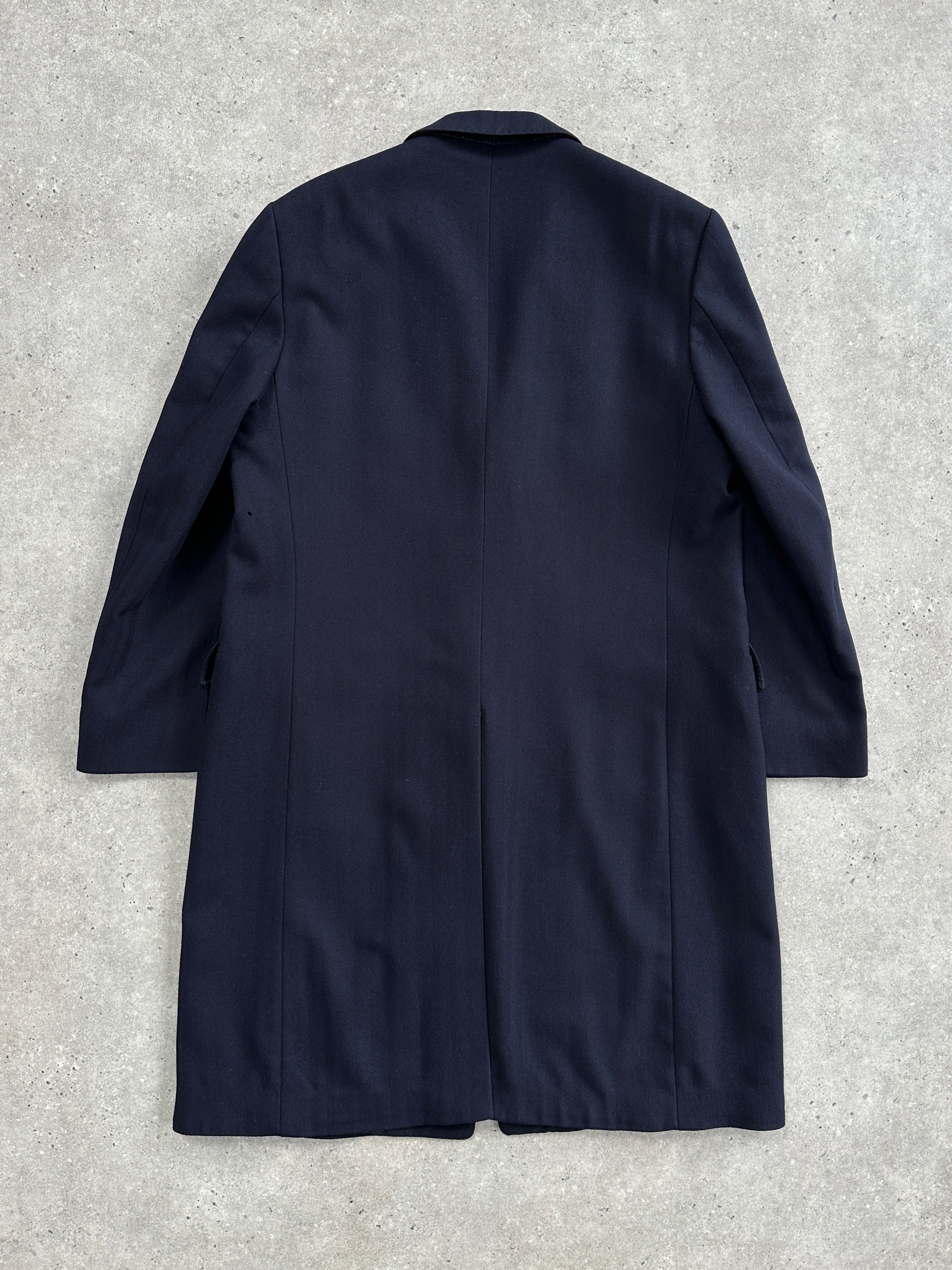 Christian Dior 1990s XL pure wool coat with concealed placket, showcasing a classic, tailored design in neutral tones.