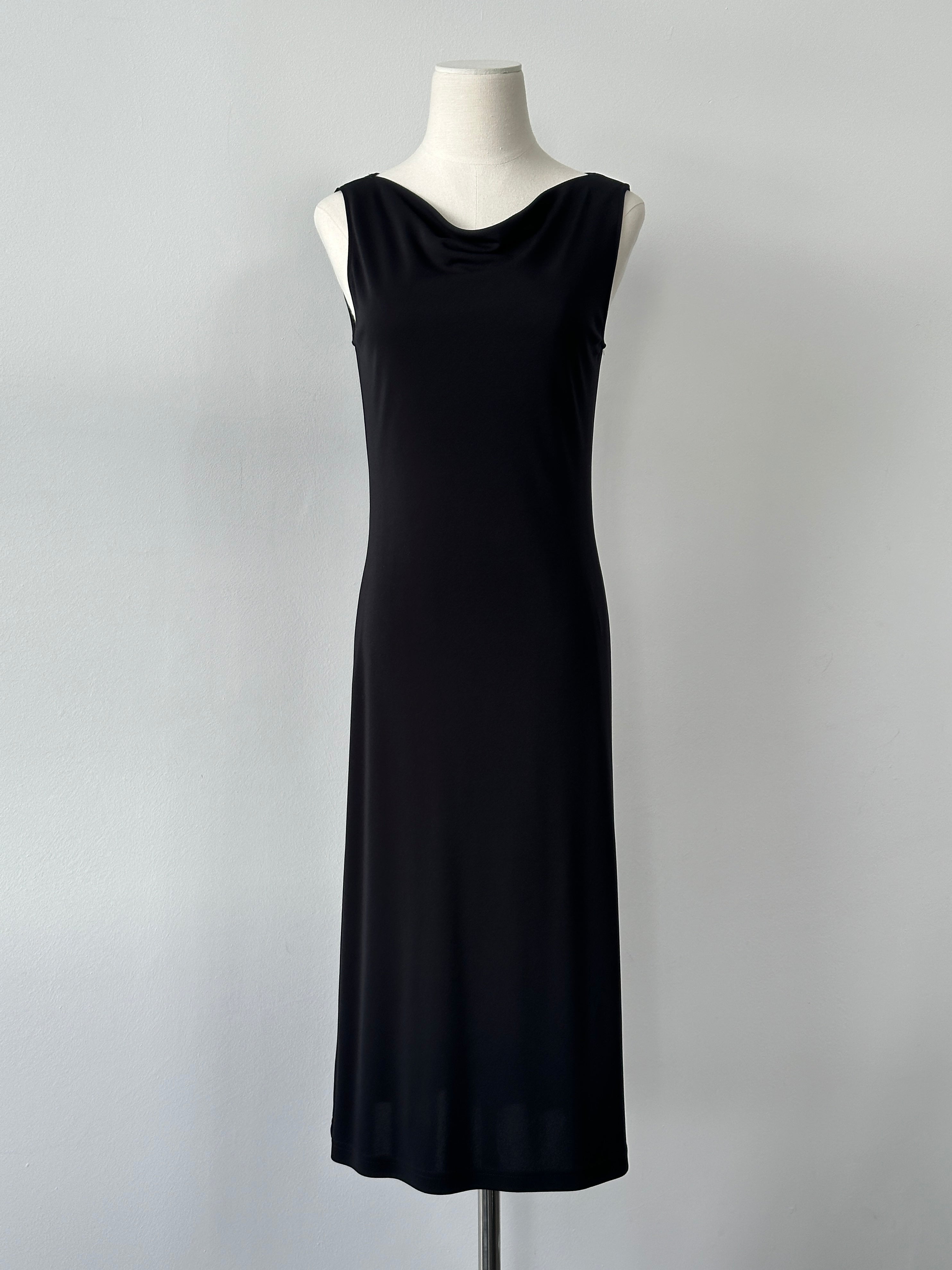 Vintage 1990s Sleeveless Cowl Neck Midi Dress - M