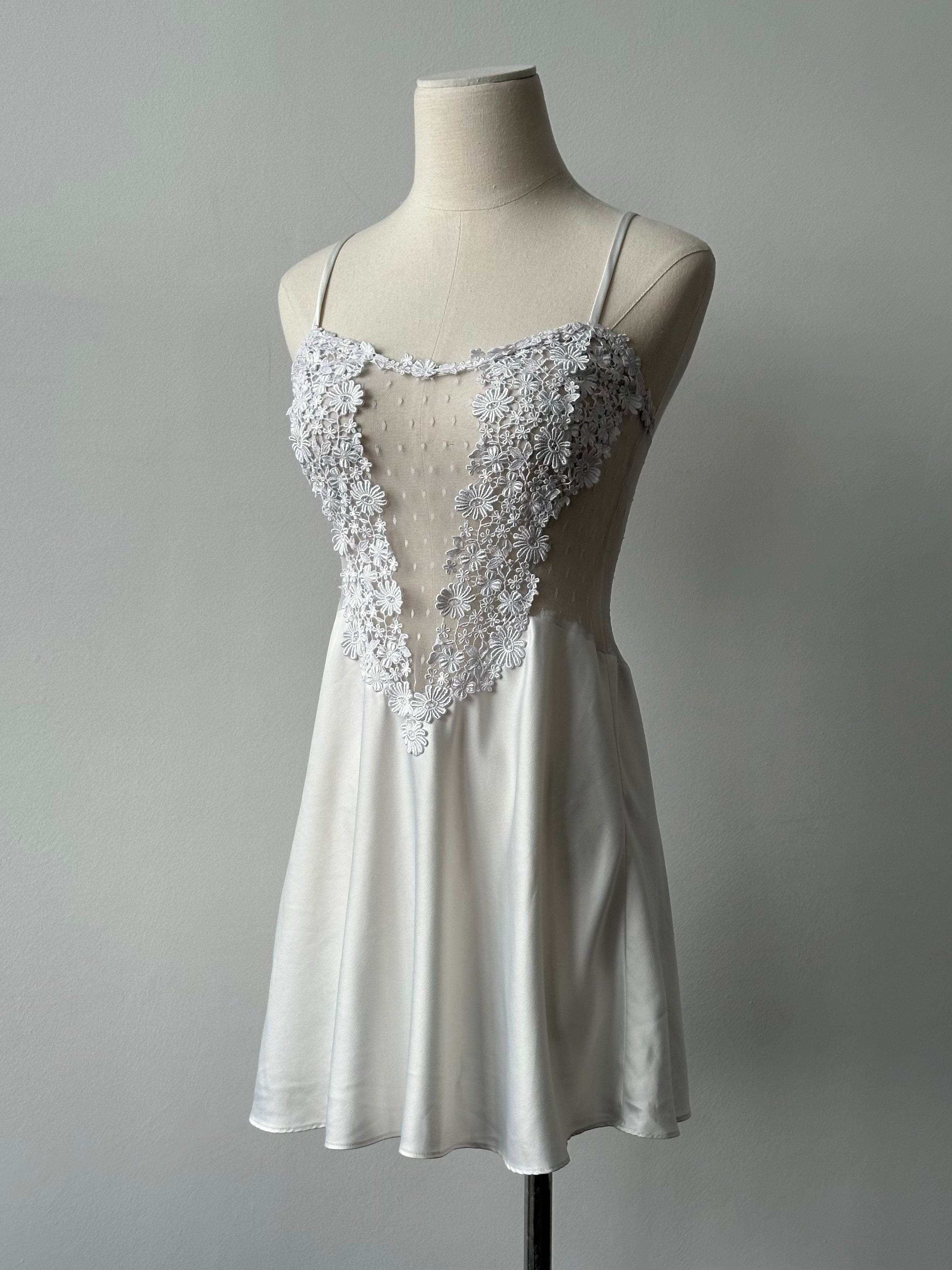 Vintage 2000s Sheer Lace Mini Dress - XS