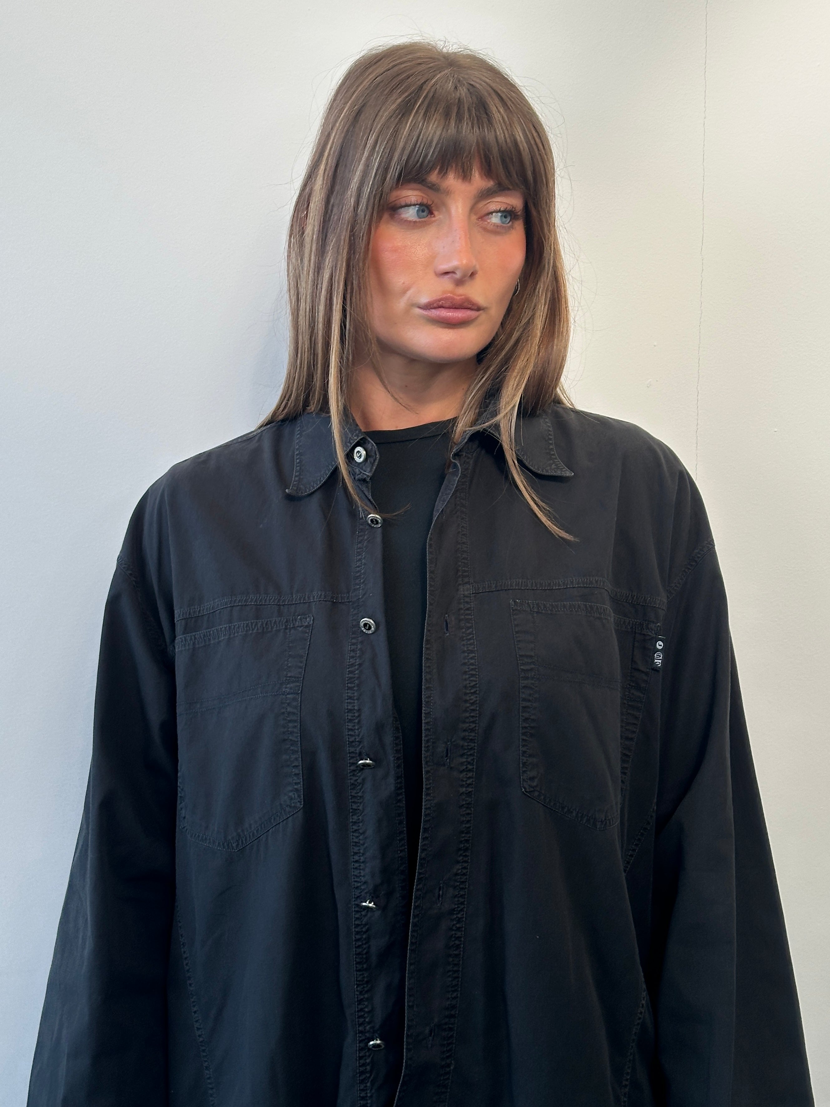 Gianfranco Ferre 2000s bespoke pure cotton shirt in XL, featuring a classic button-up design and crisp white fabric.