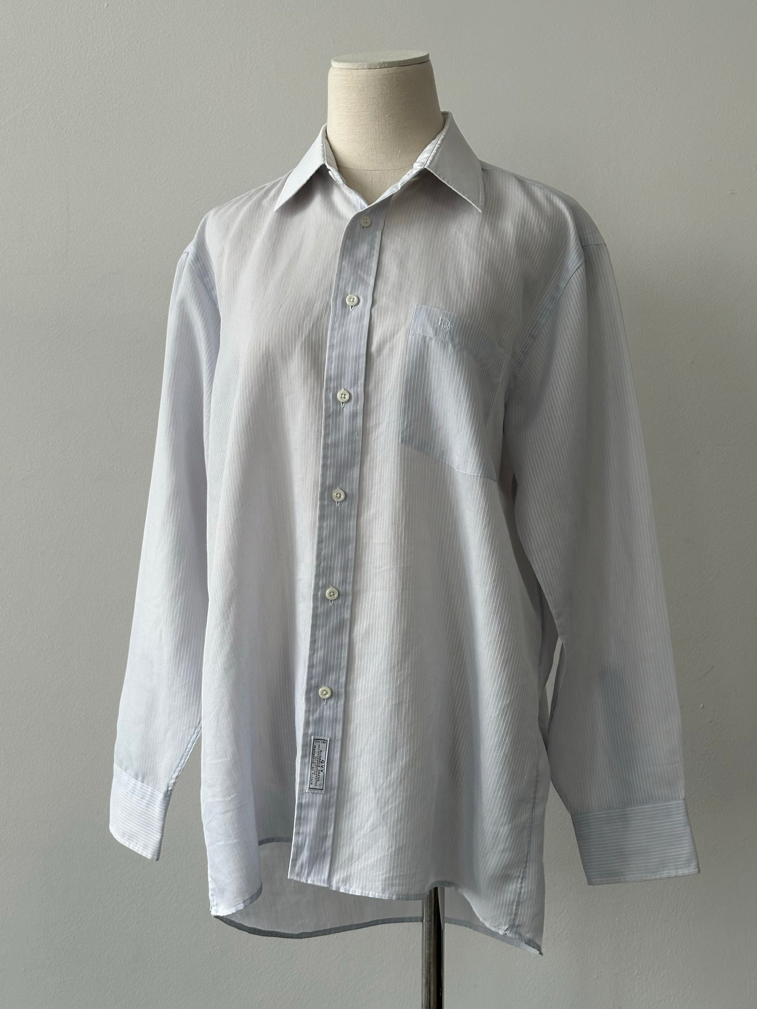 Christian Dior Chemises 1990s Striped Contrast Collar Shirt - L