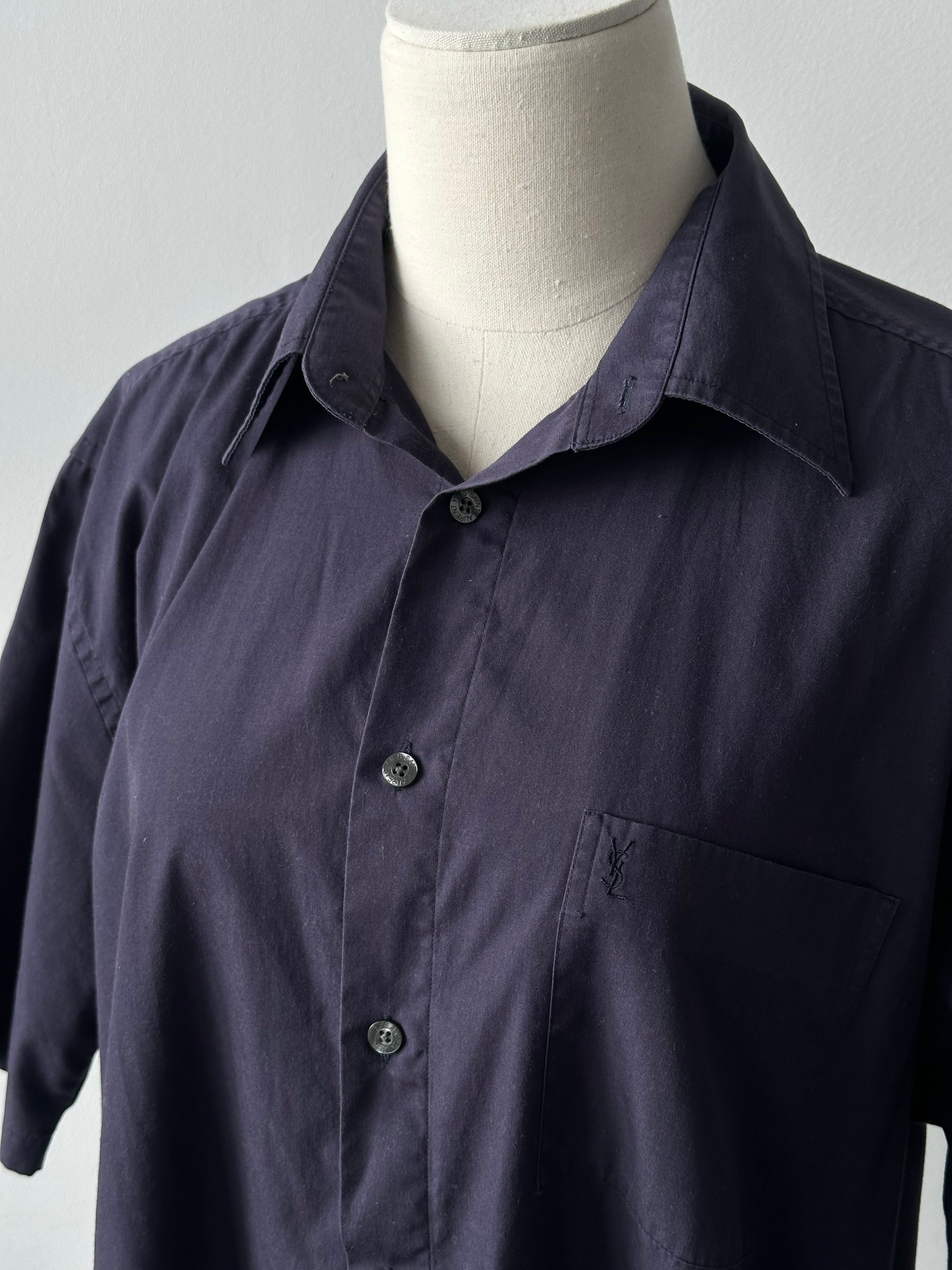 Yves Saint Laurent Pour Homme 1990s Cotton Short Sleeve Shirt - M/L