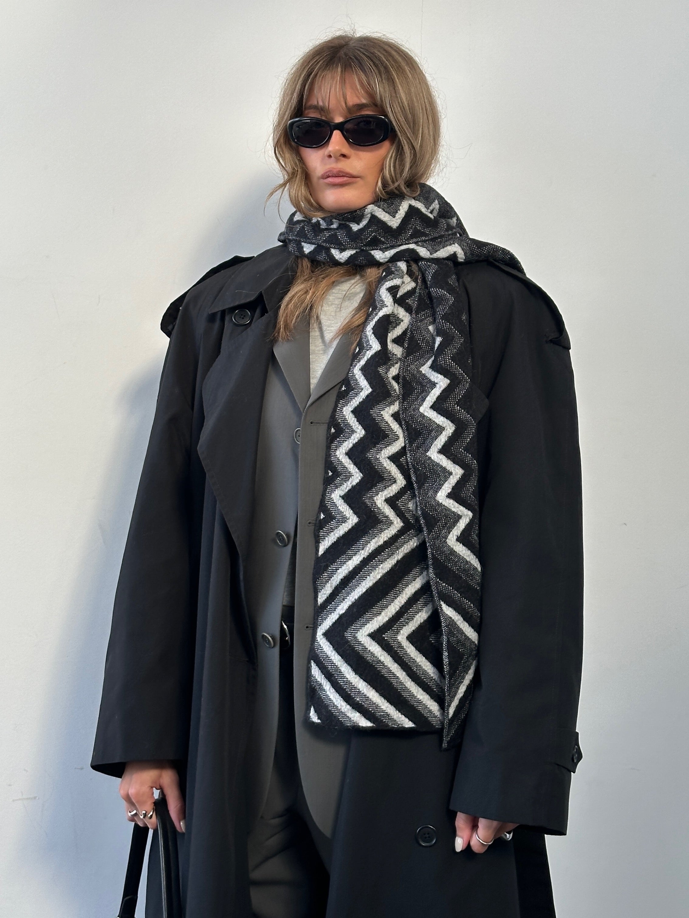 Missoni wool chevron scarf with colorful zigzag pattern, soft and lightweight accessory for stylish winter wear.