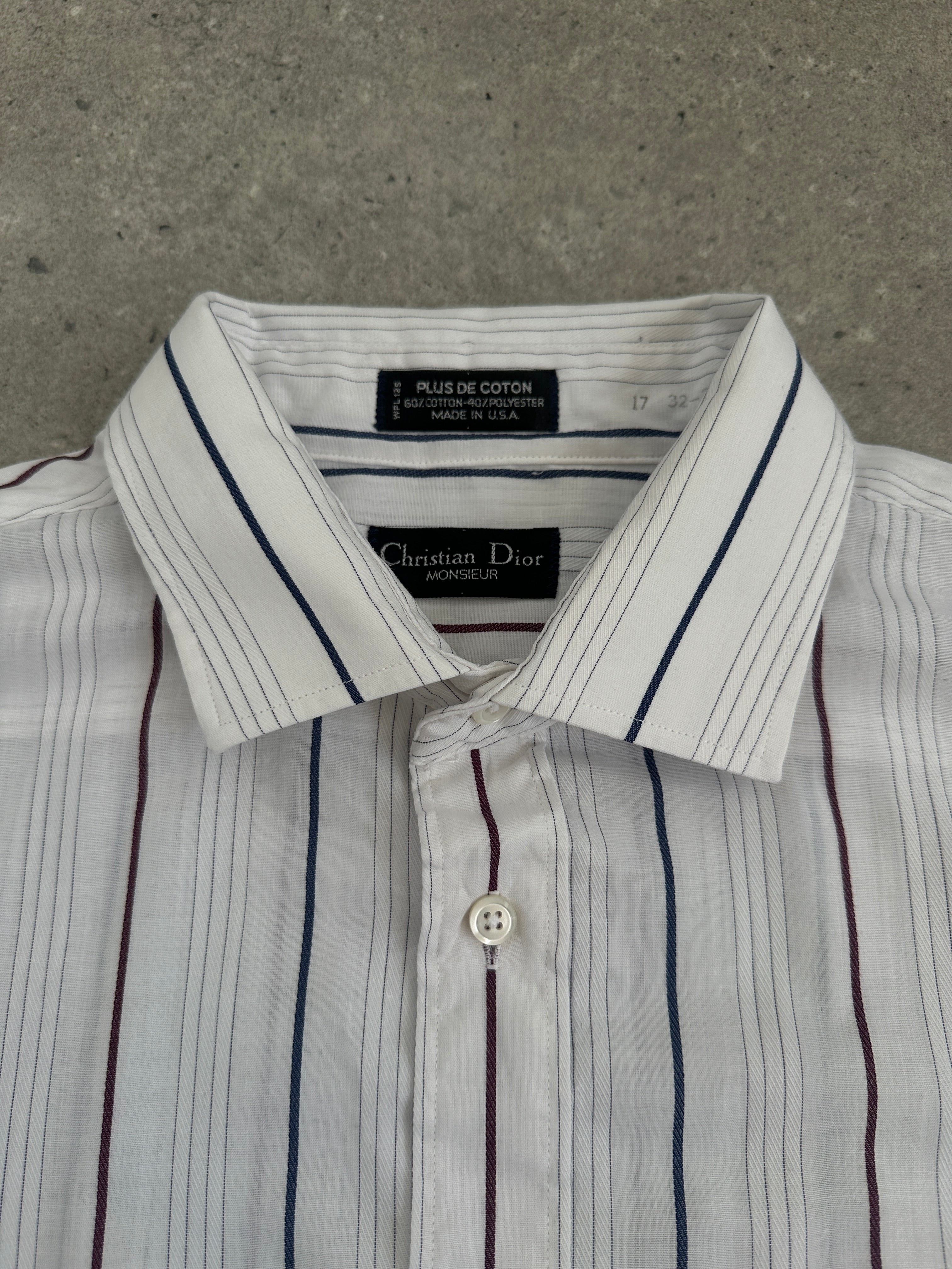 Christian Dior Monsieur stripe cotton shirt in XL, featuring a classic striped design and button-front closure.