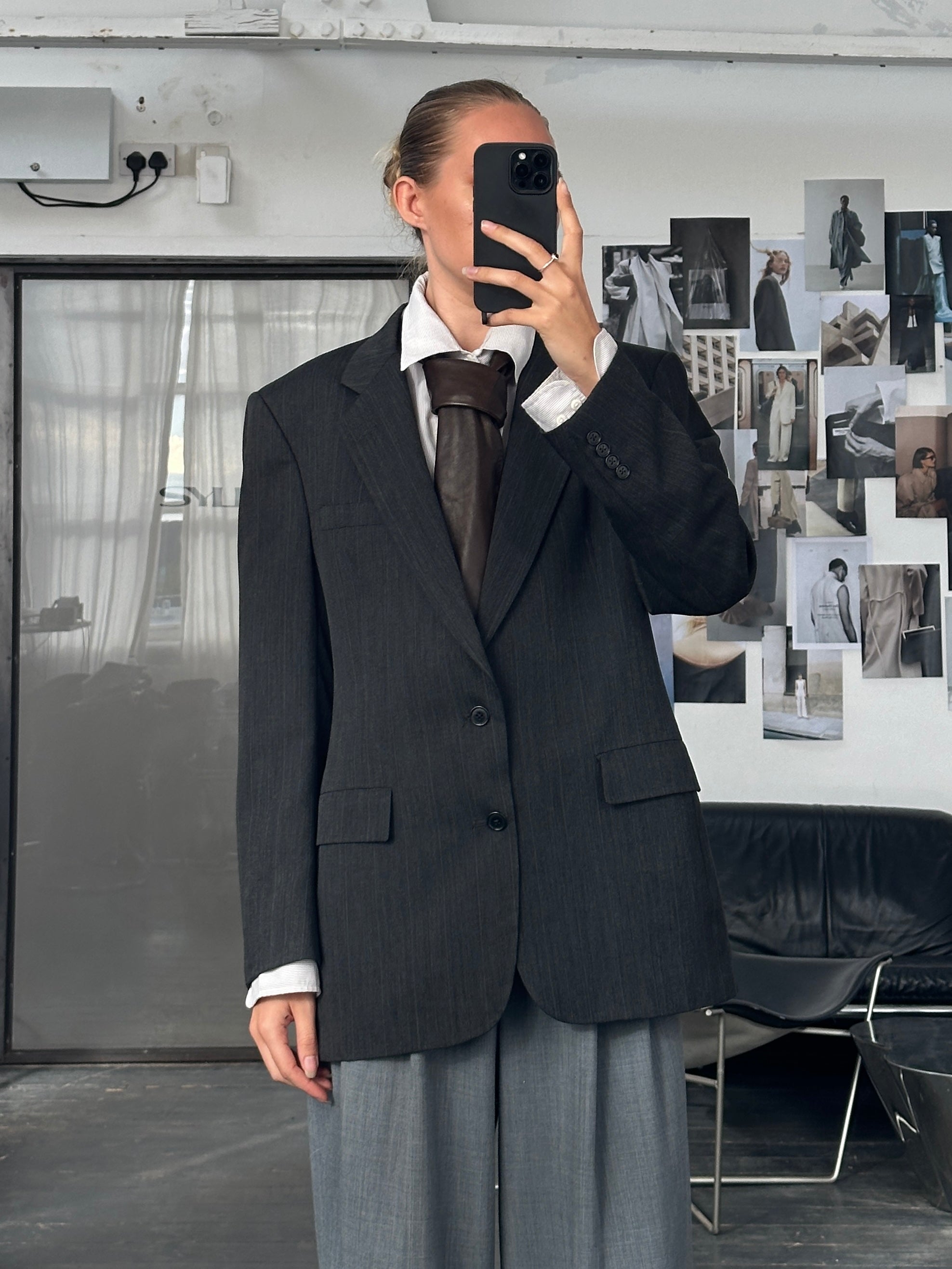 Christian Dior Monsieur 1990s pure wool single-breasted blazer, size 41R/L, shown on a hanger with tailored lapels and classic fit.