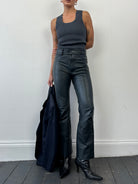 Vintage Leather Straight Leg Trousers - W28 - SYLK