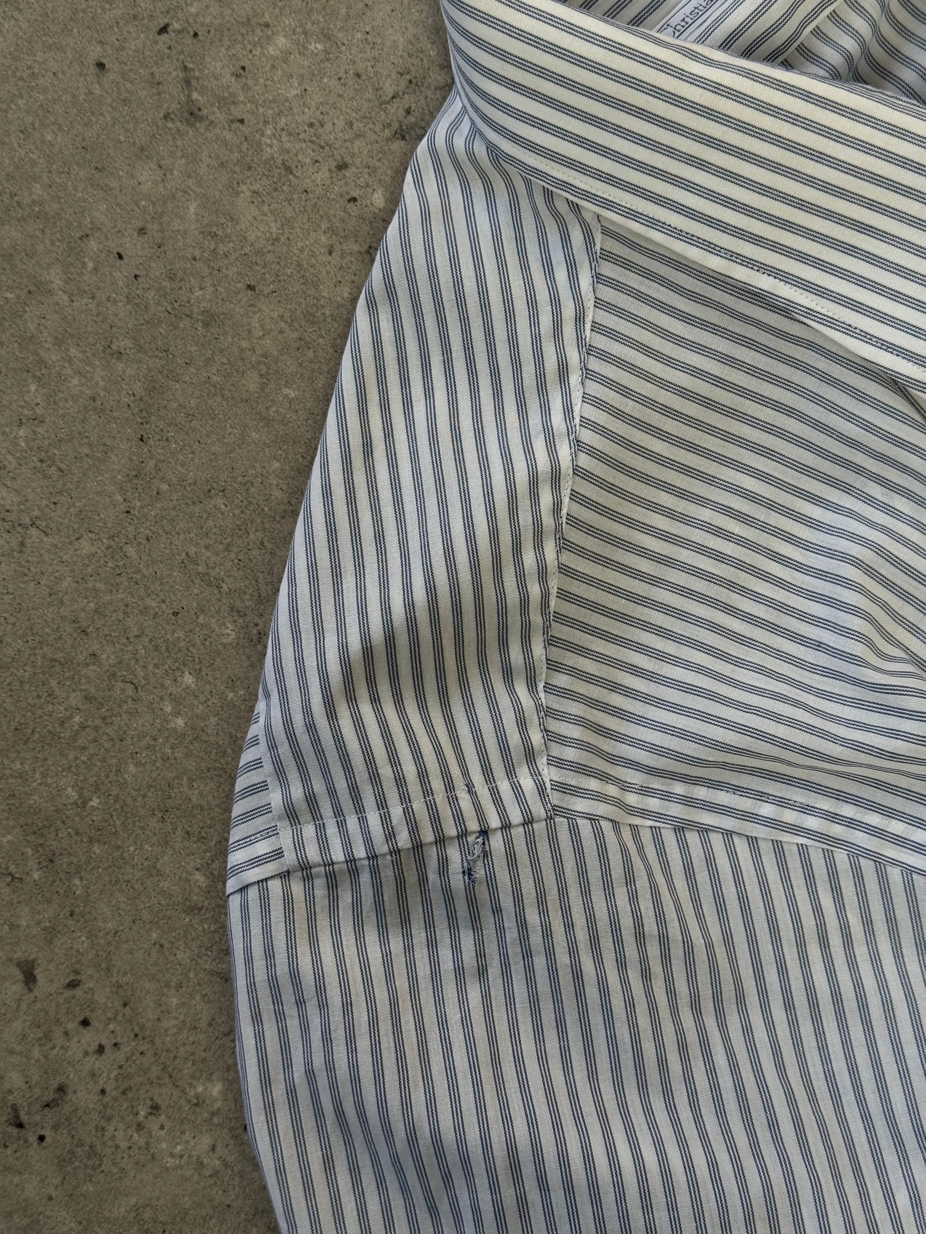Christian Dior 1990s cotton striped logo shirt, short-sleeve button-up with classic Dior branding and fitted design.