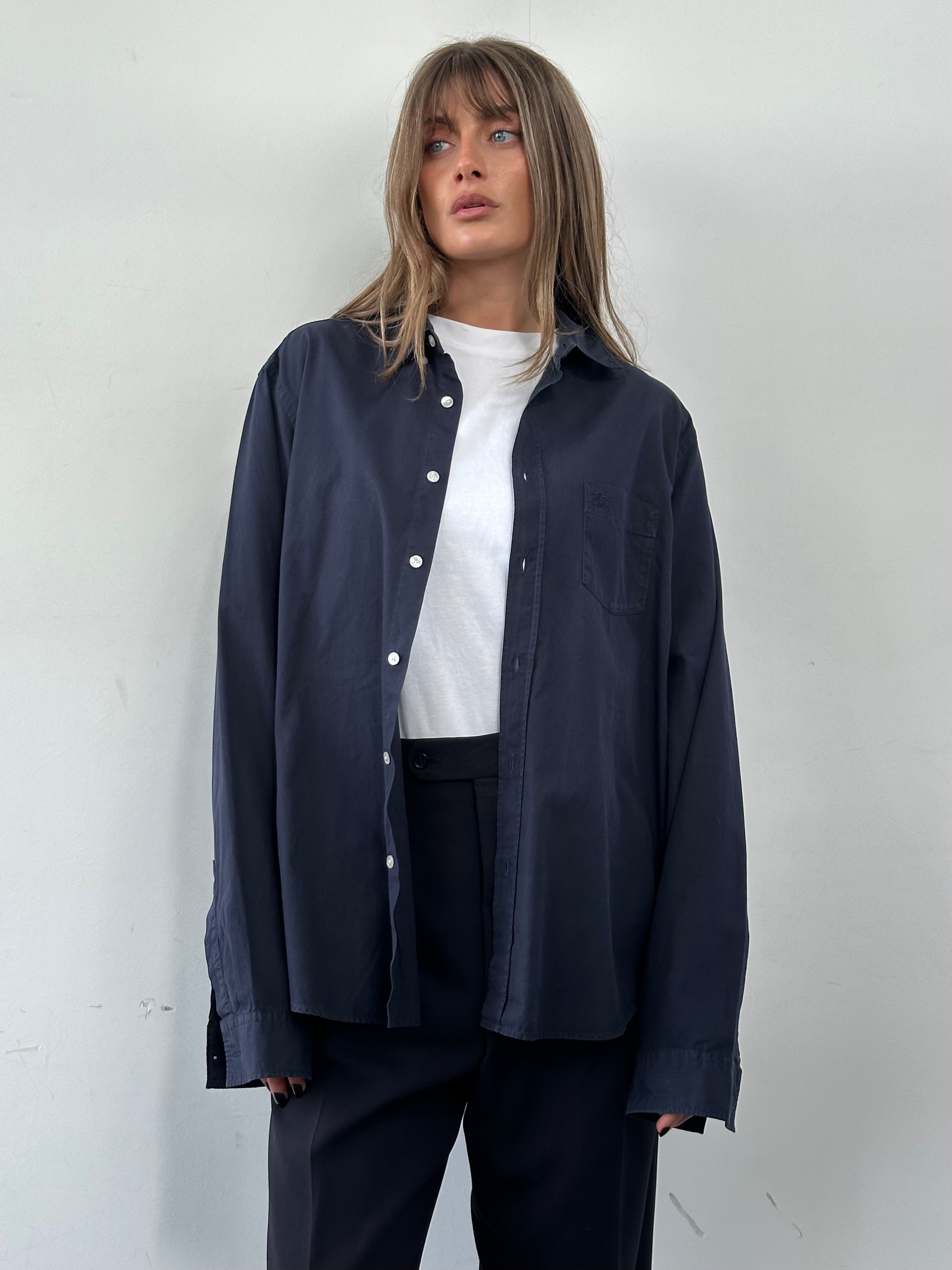 Burberry Brit Pure Cotton Logo Shirt in XL, featuring classic design and brand logo on the front, made of soft white cotton.