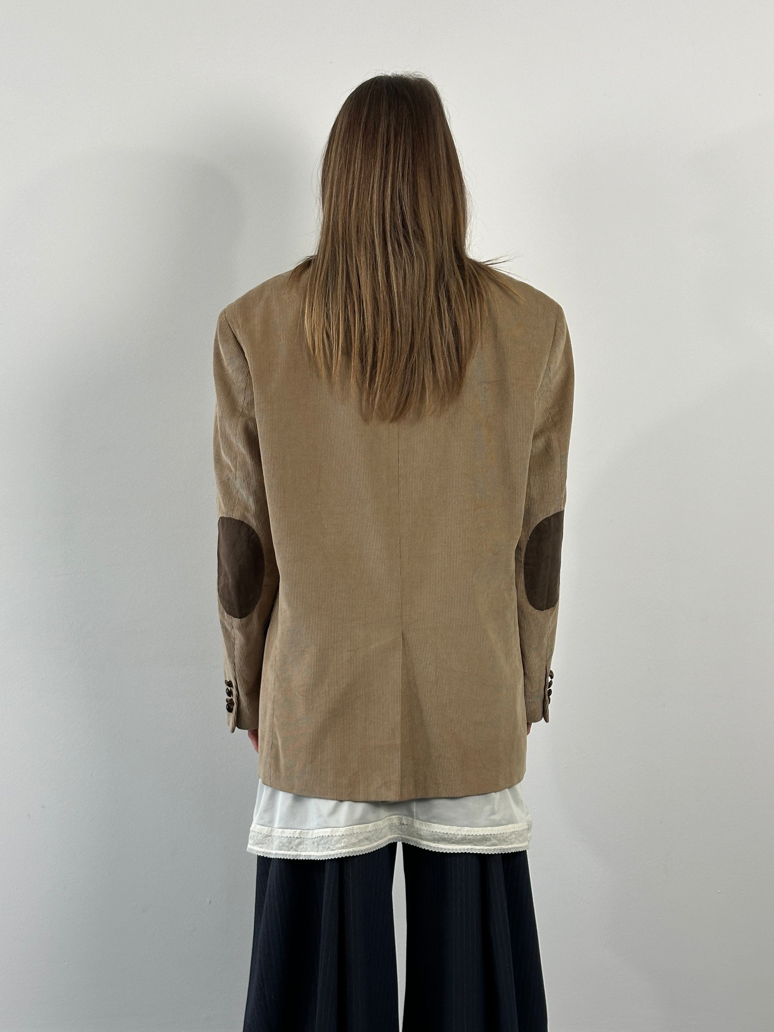 Chaps 2000s pure cotton corduroy blazer in size 44R/XXL, featuring a single-breasted design and classic fit.