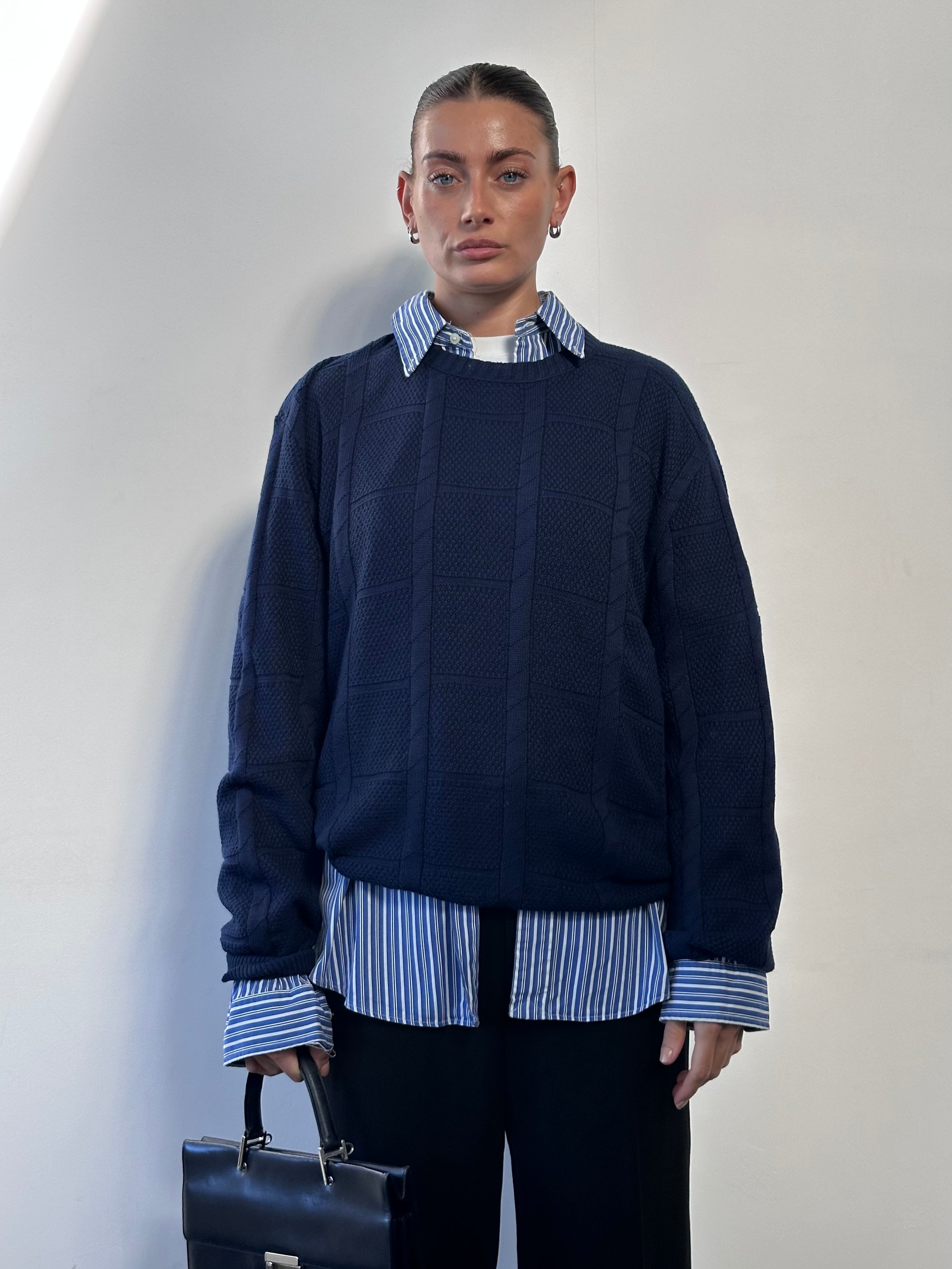 Christian Dior Monsieur 1980s men's knitted jumper in size large, featuring a classic design and soft fabric.