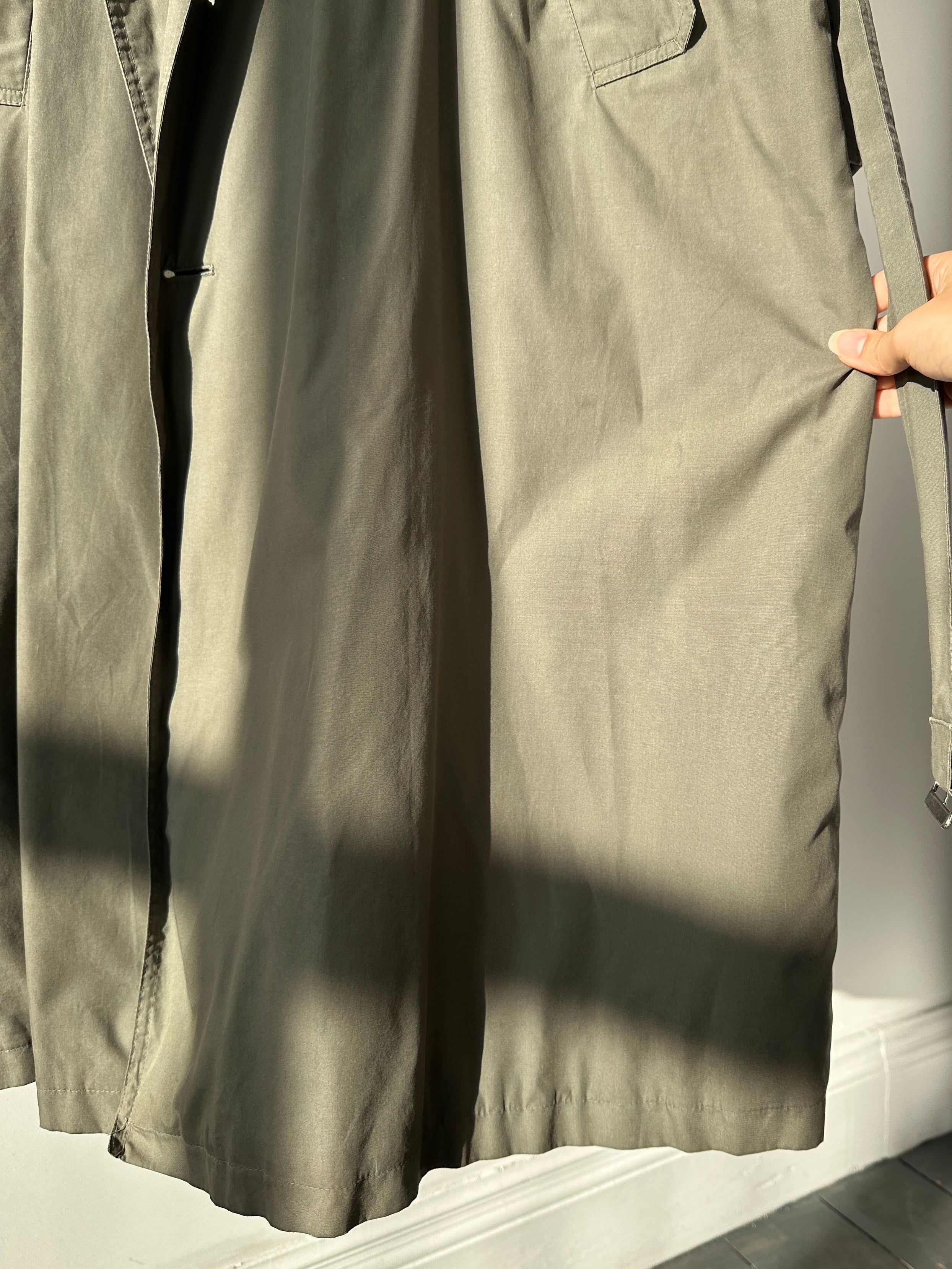 Pierre Cardin belted cotton blend trench coat in XL, showing the double-breasted design, belt, and classic trench silhouette.