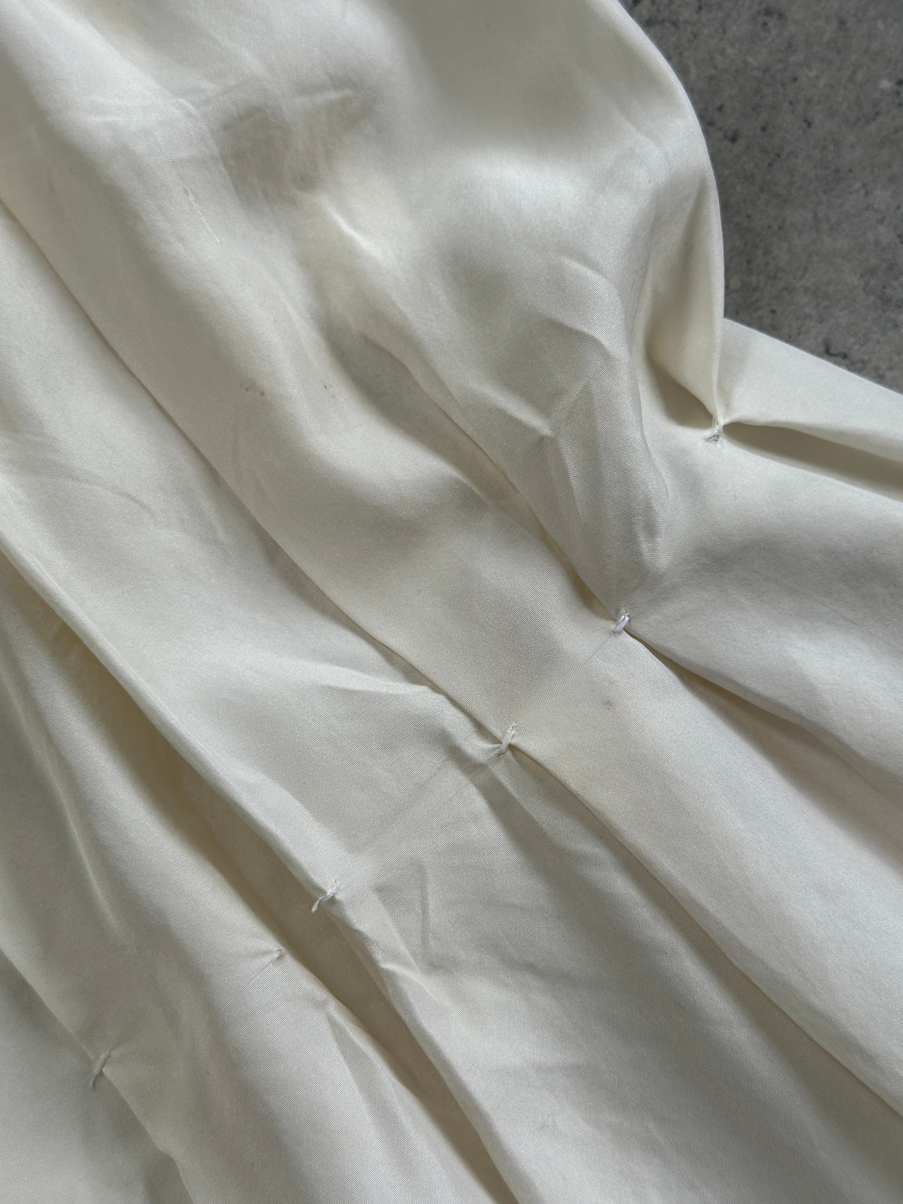 Prada 2012 pure silk pleated slip dress in size L, featuring elegant pleats and a sleek, minimalist design.