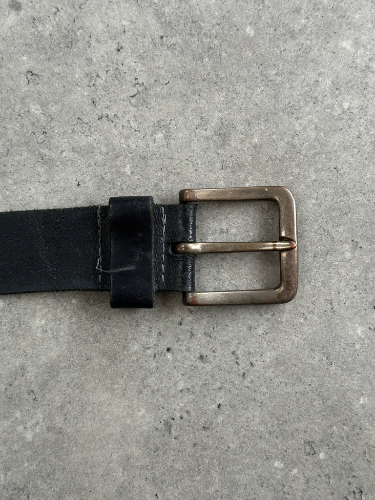 Italian Vintage Large Buckle Leather Belt - W32-35 - SYLK