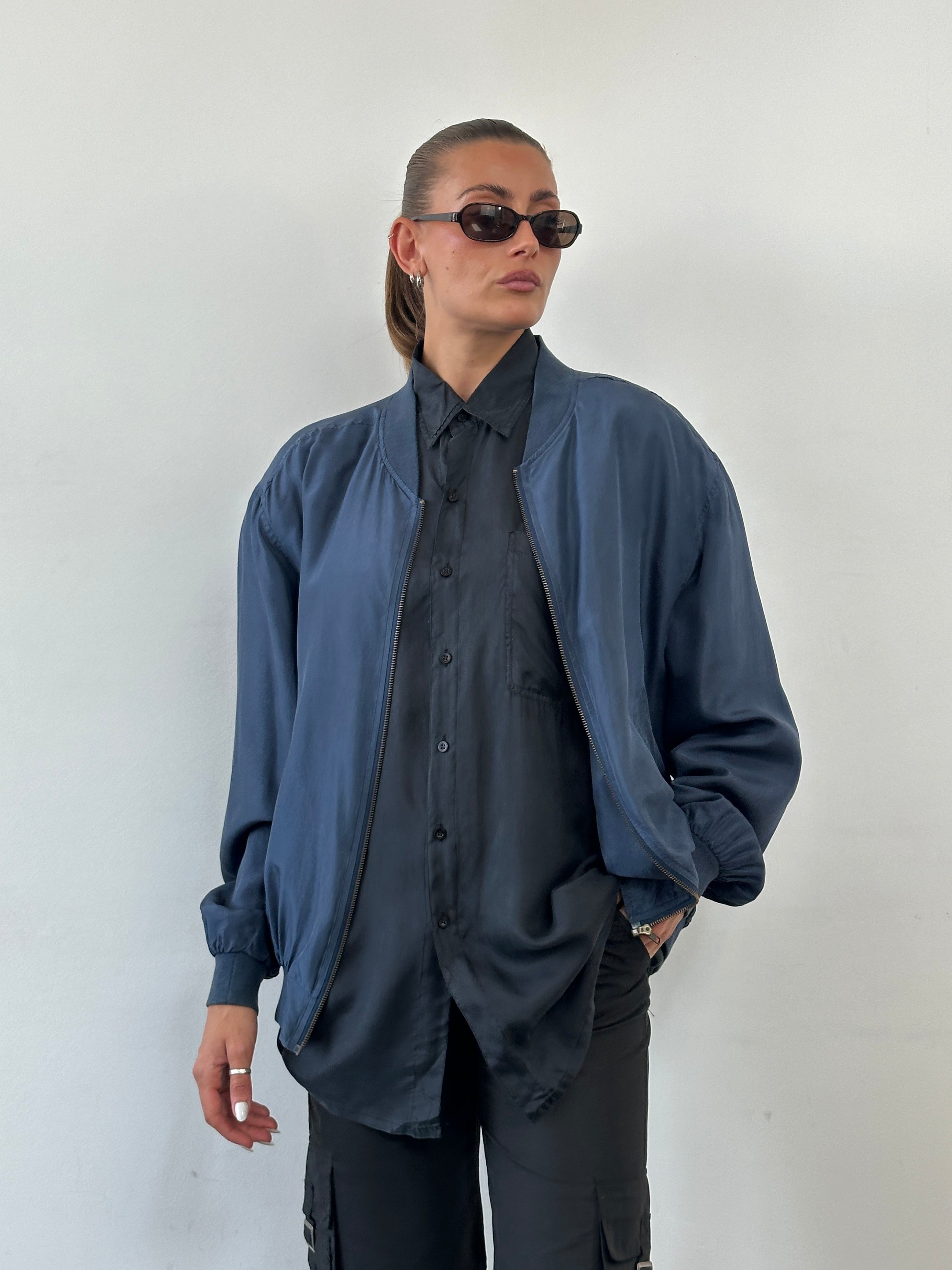 Vintage 90s Pure Silk Bomber Jacket - L | SYLK