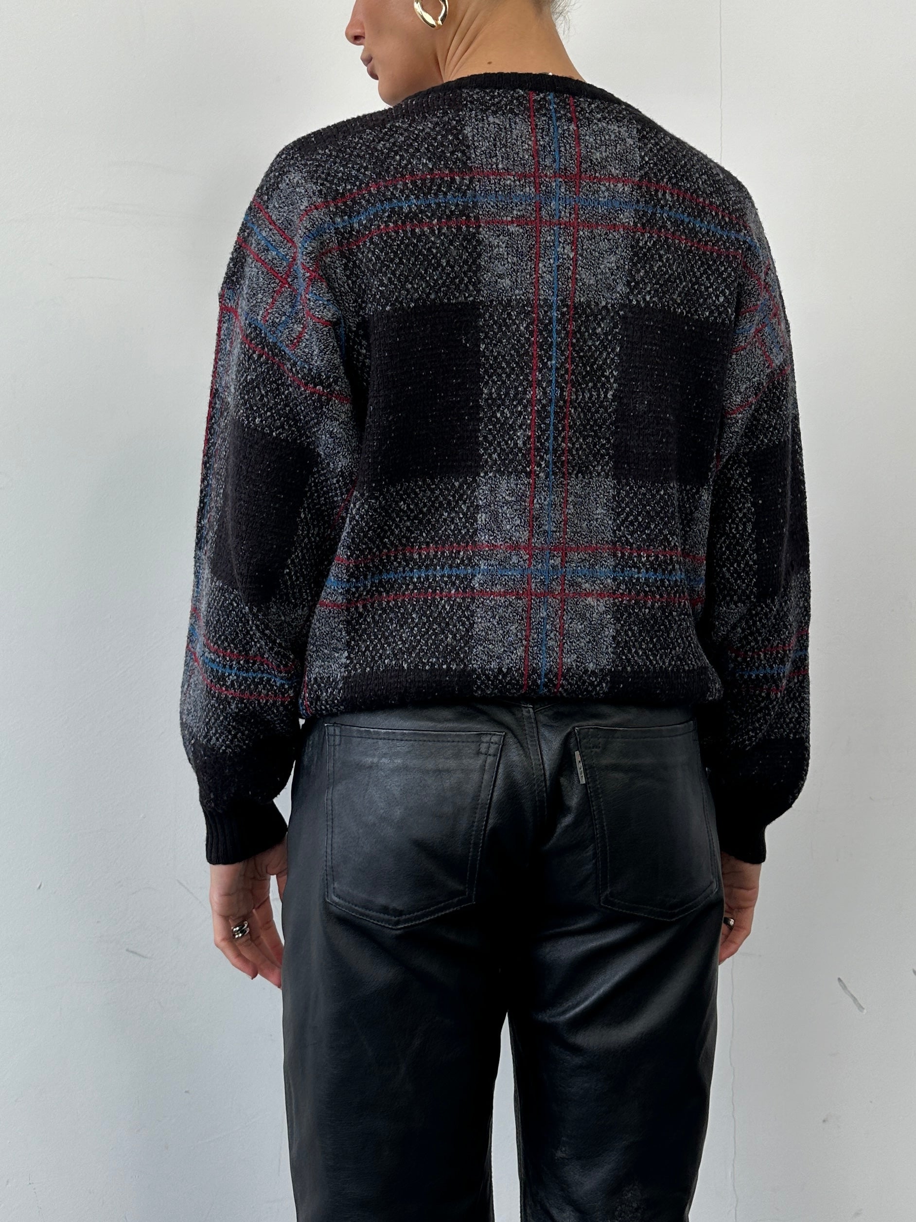 Vintage Lambswool Check Knitted Jumper - M - SYLK