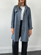 Vintage 80s Concealer Placket Belted Trench Coat - S - SYLK