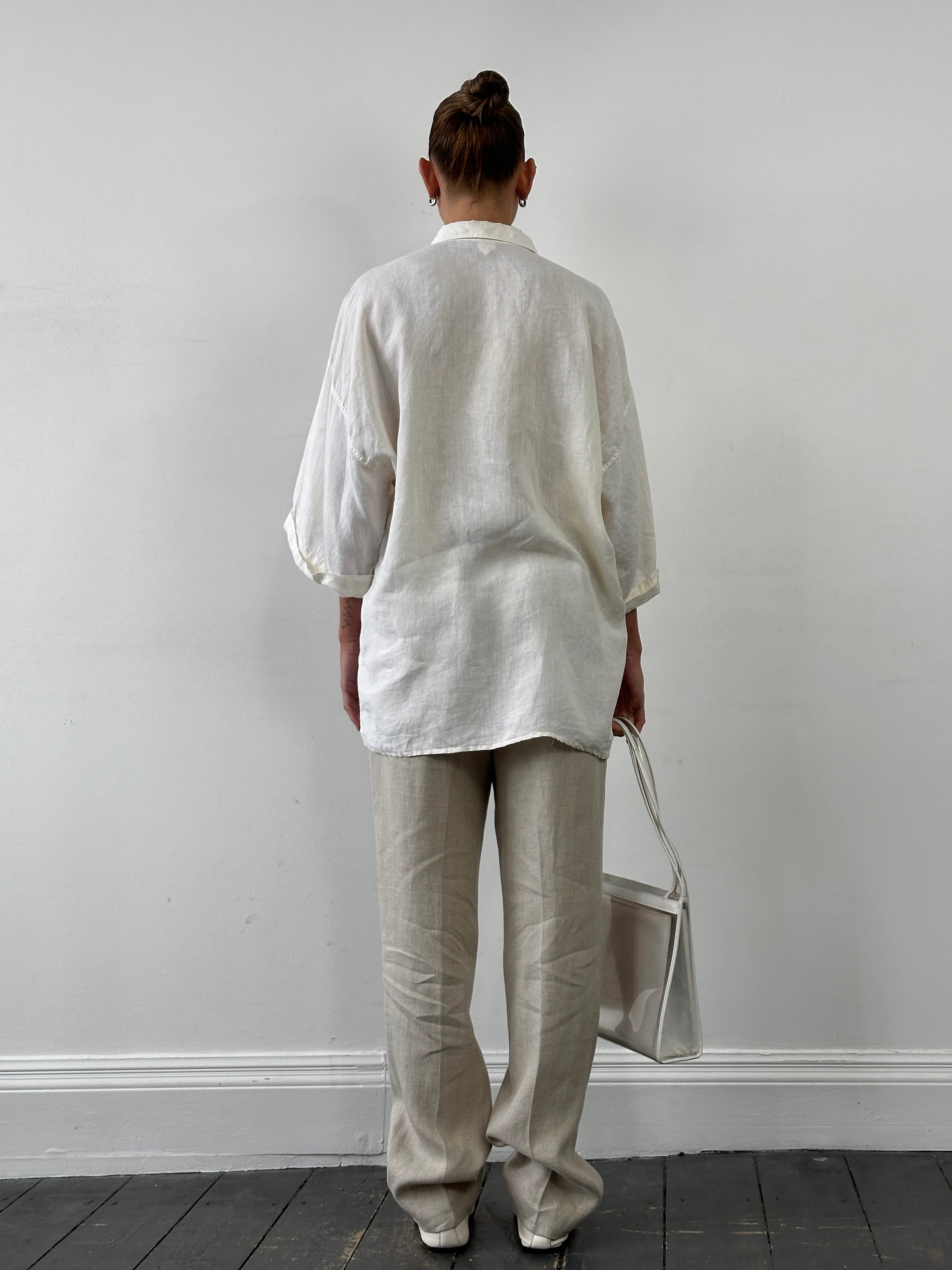Gianni Versace 90s Pure Linen Oversized Shirt - XL - SYLK
