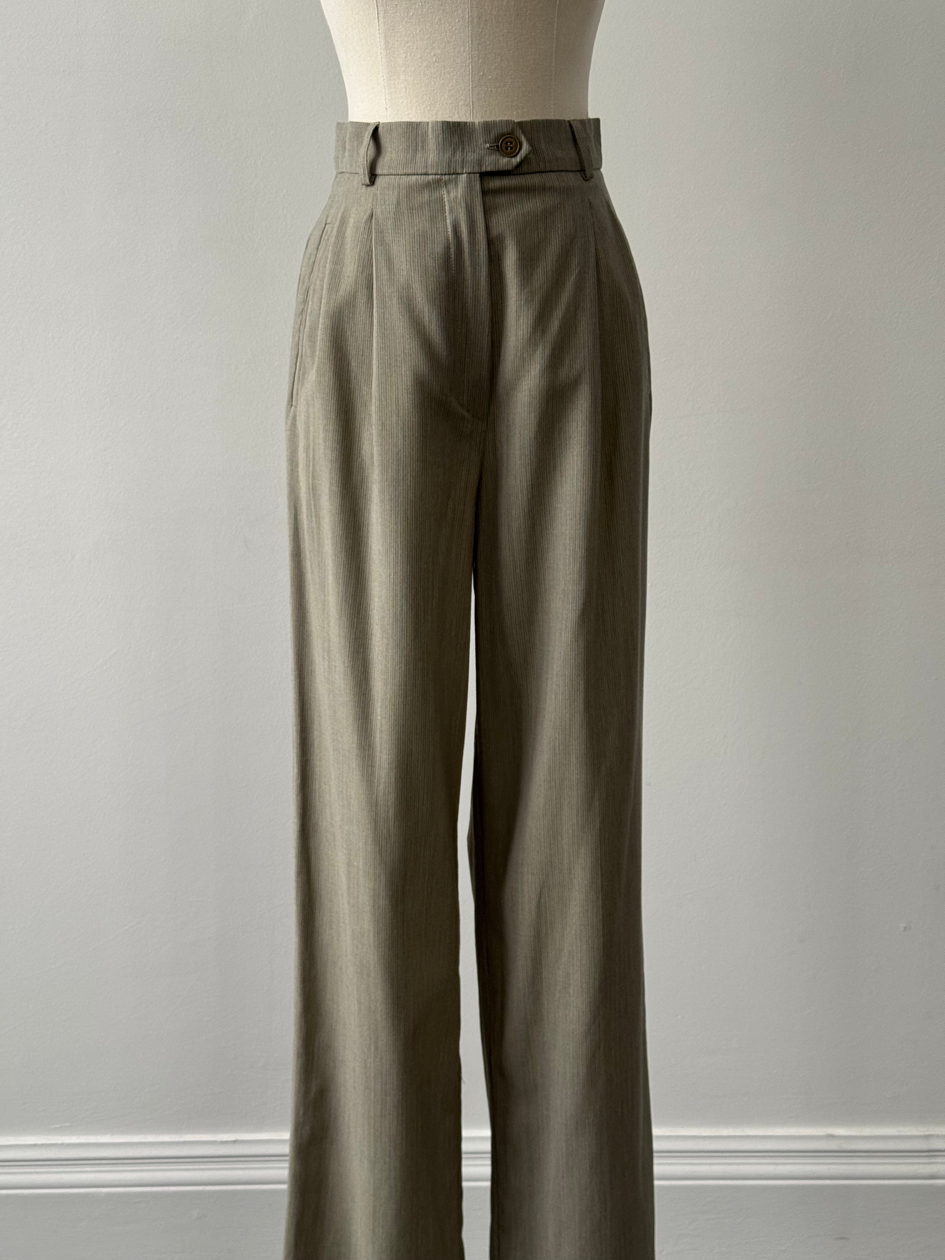 Max Mara 1990s Pure Wool High Waisted Straight Leg Trousers - W24 - SYLK