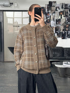 Italian Vintage 1990s Wool Check Cardigan - XL - SYLK