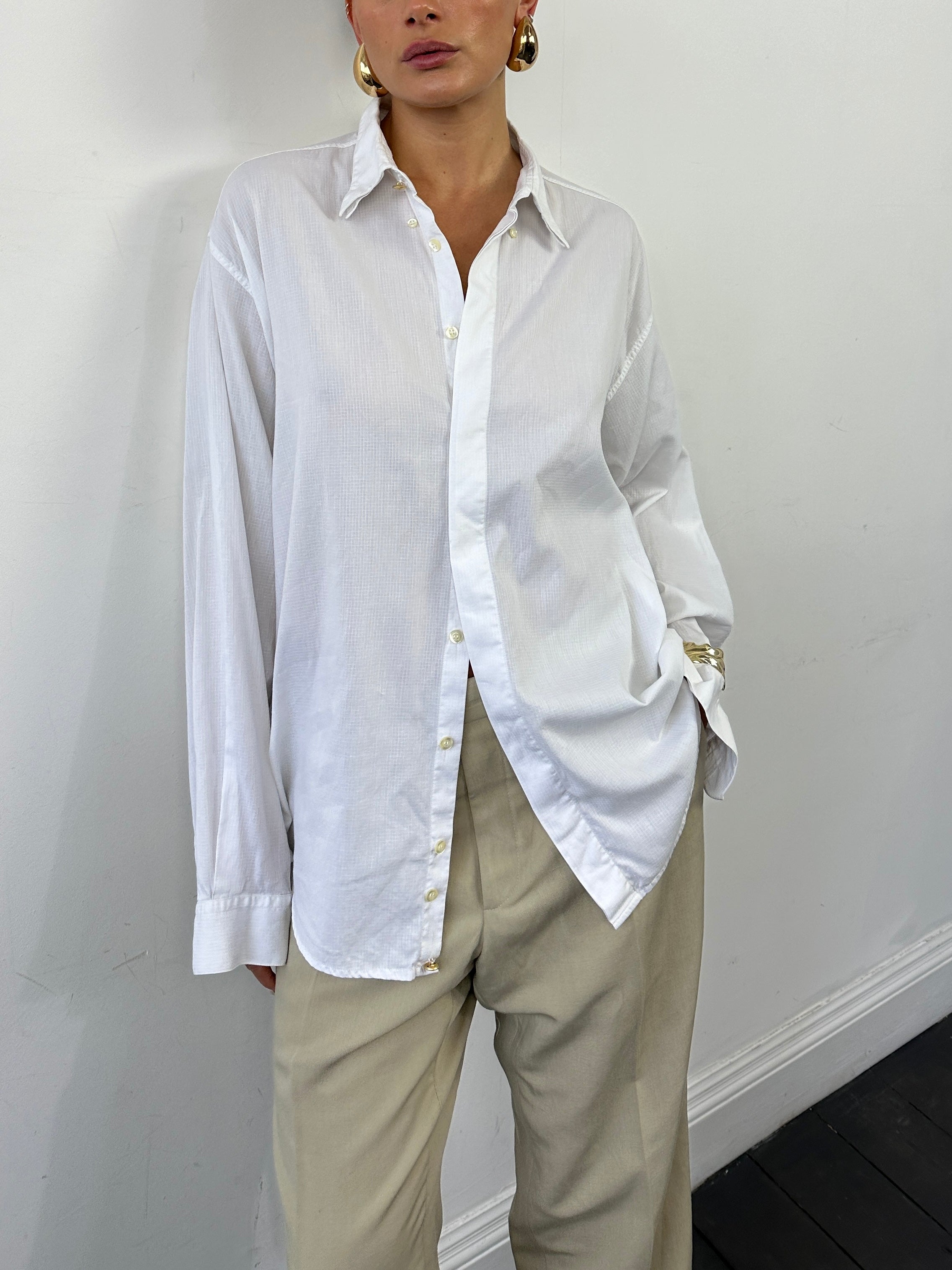 Versace Classic V2 pure cotton shirt in XL displayed flat, showcasing its design and fabric texture.