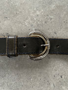 Vintage 1990s Double Buckle Leather Belt - W21-28 - SYLK