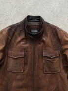 Italian Vintage Aged Leather Jacket - L - SYLK