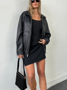 Vintage Minimal Leather Jacket - L/XL - SYLK