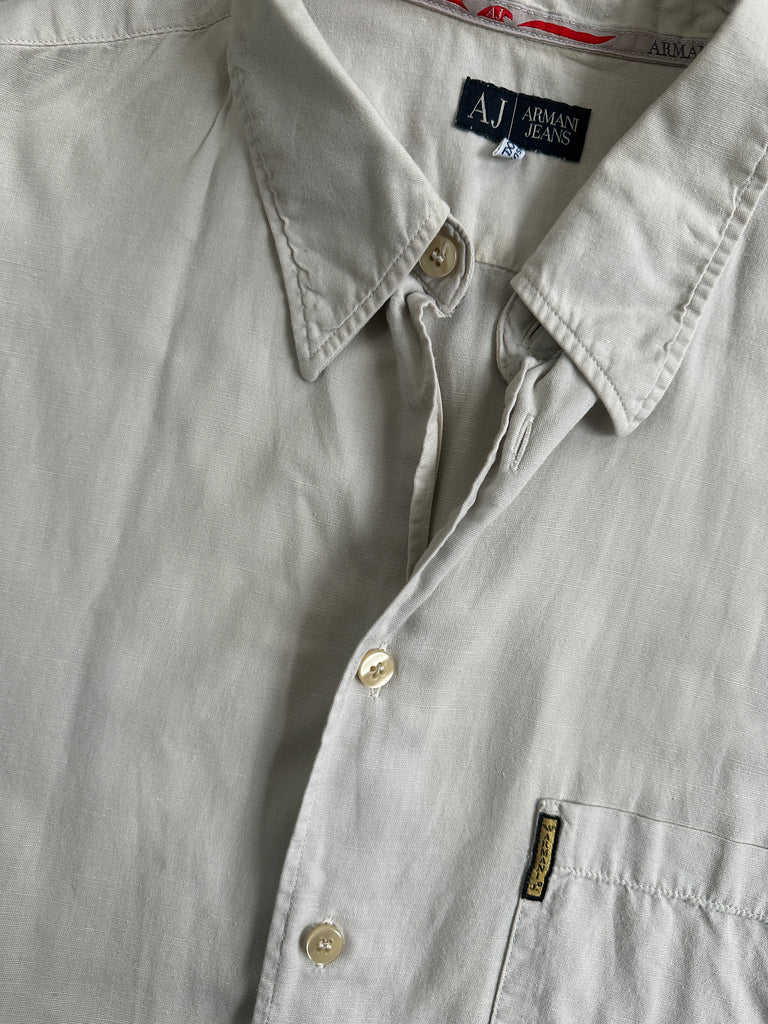 Armani Jeans Cotton Linen Logo Shirt  - XL - SYLK