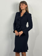 Escada 1990s Pure Wool Ruffle Skirt Suit - S W26 - SYLK