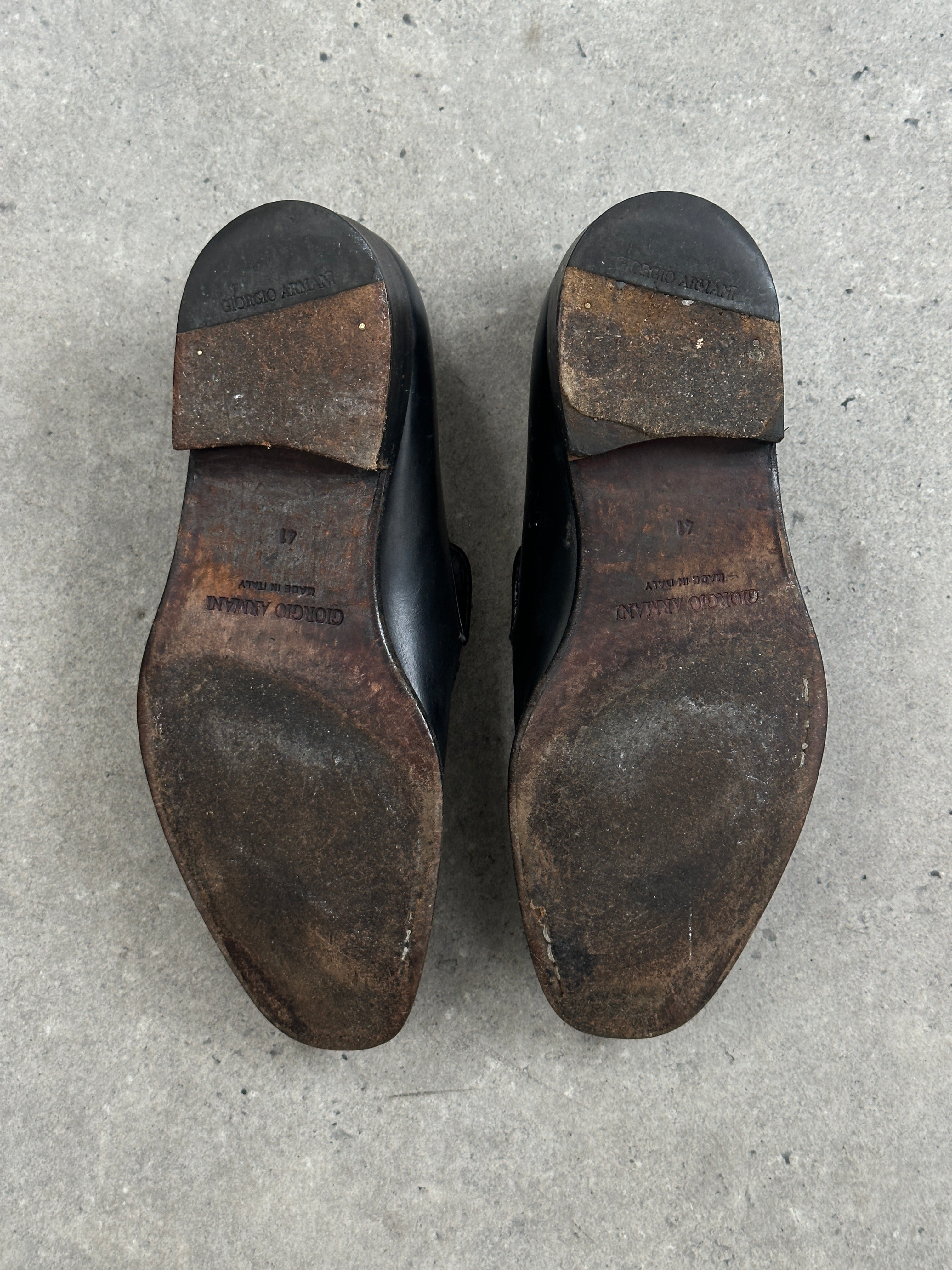 Giorgio Armani 1990s Leather Apron Toe Loafers - UK 7