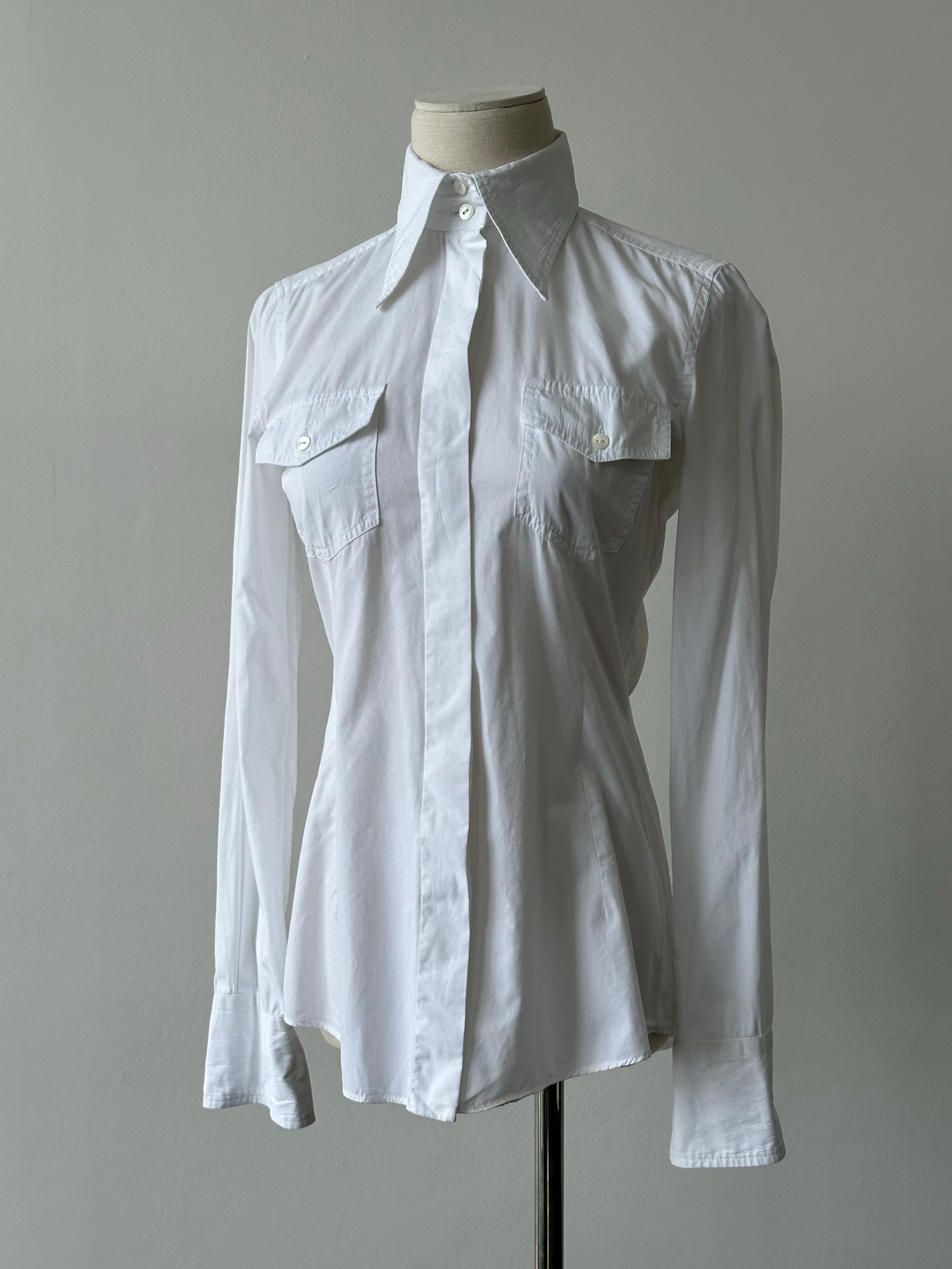 Dolce & Gabbana 2000s Dagger Collar Fitted Shirt - XS
