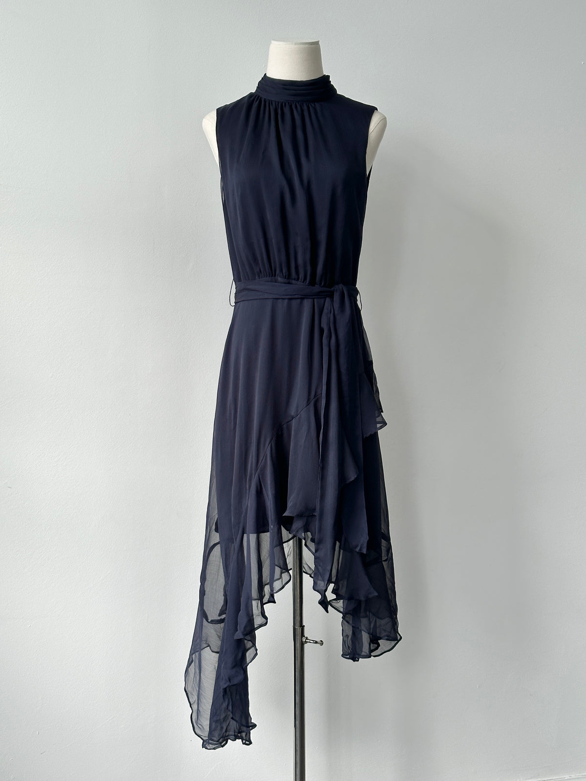 CeCe Asymmetric High Neck Sleeveless Dress - M