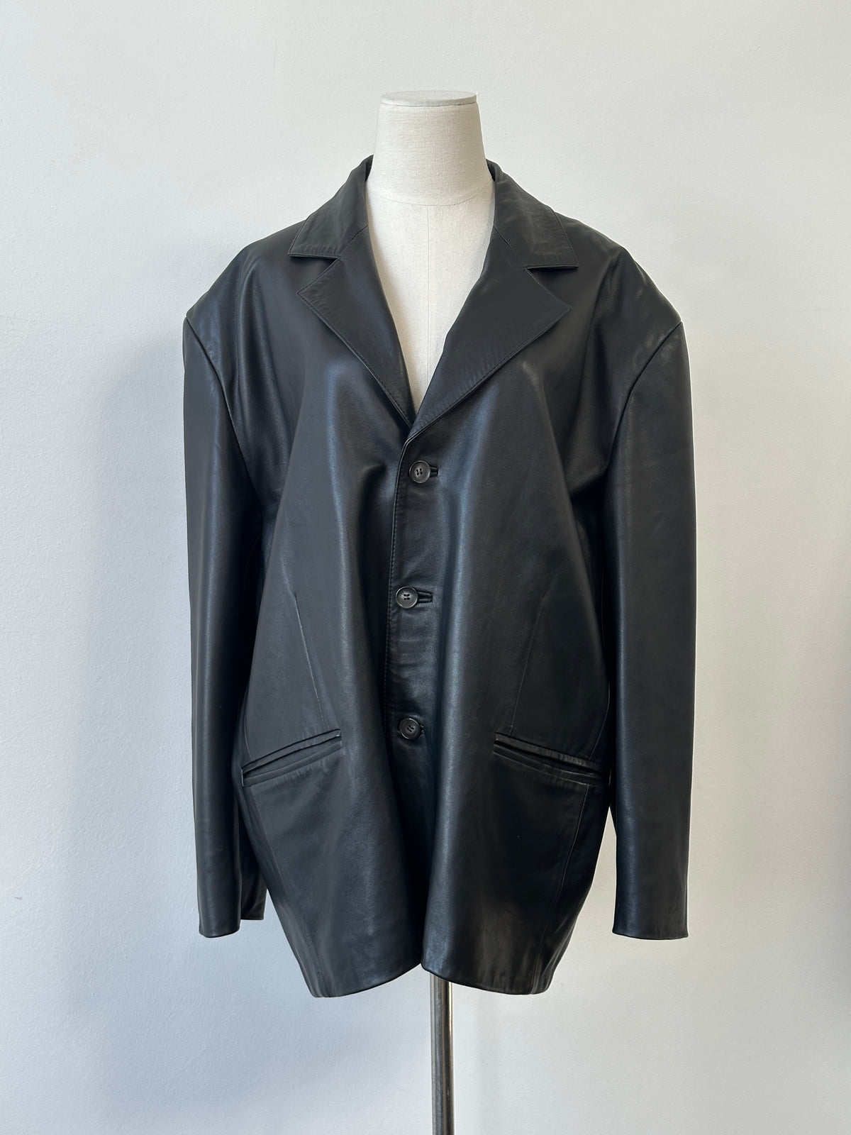 Vintage 1990s Oversized Smooth Leather Jacket - XL-XXL