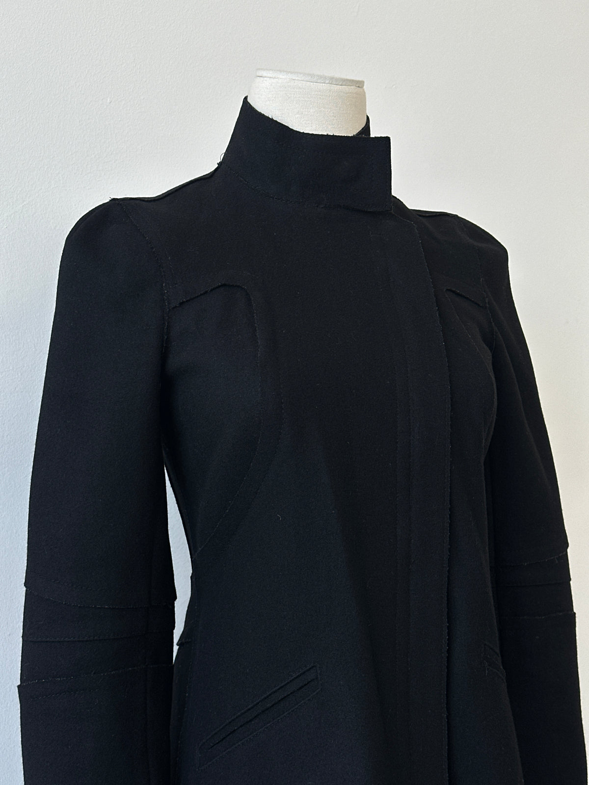 Armani Exchange 2000s Wool Funnel Neck Fitted Coat - XS