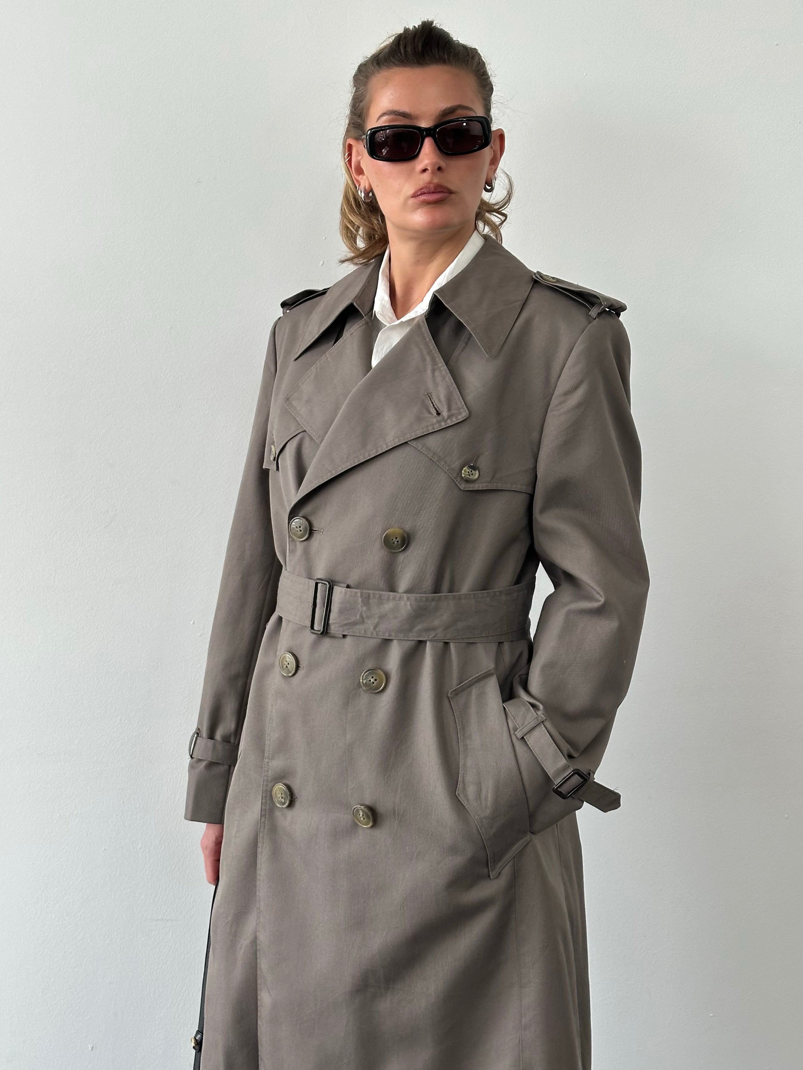 Christian Dior Monsieur 1980s Double Breasted Belted Trench Coat - L