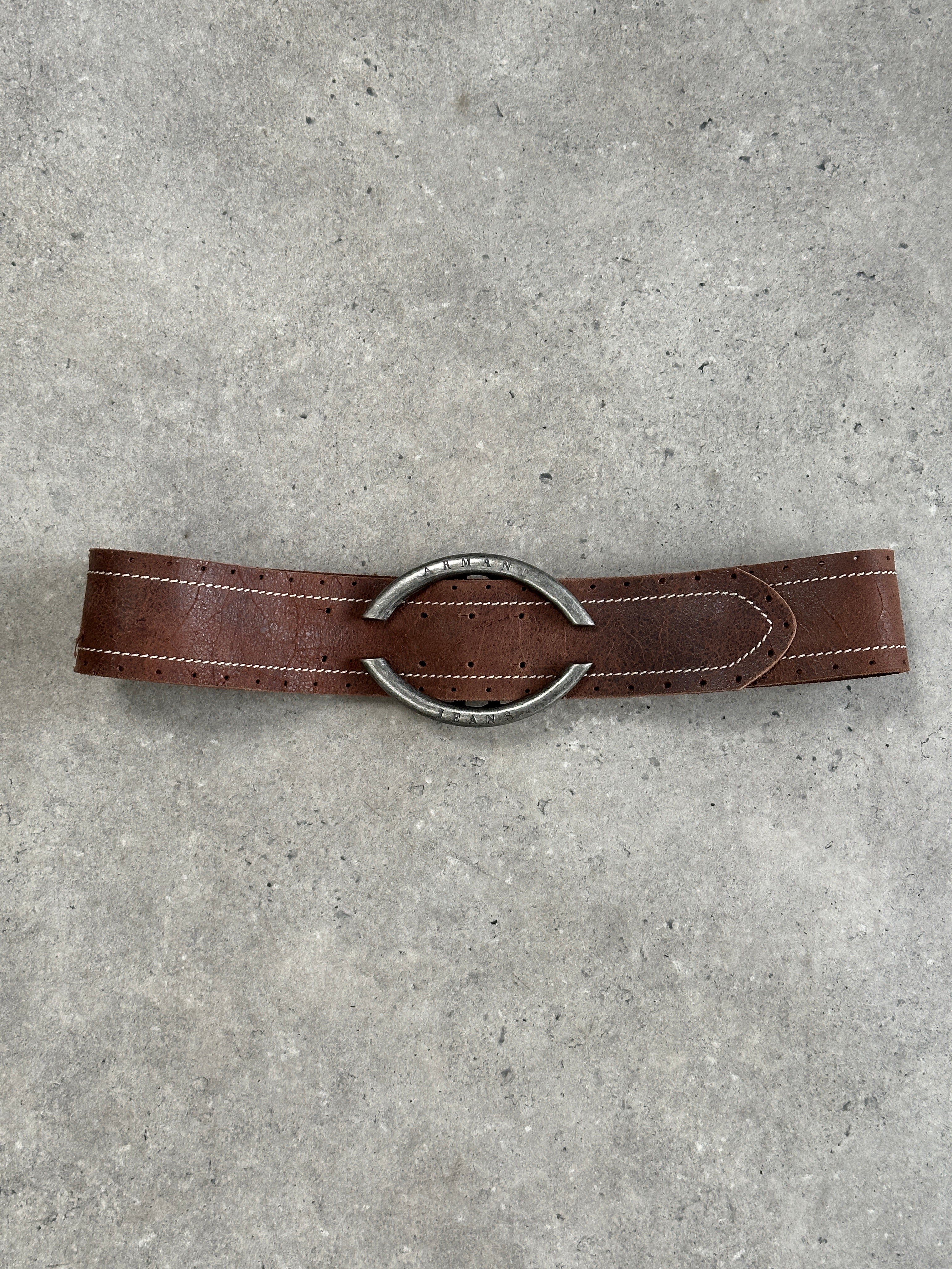Armani Jeans 2000s Leather Chunky Belt - W33-37