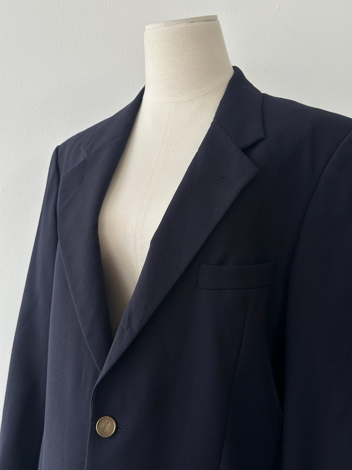 Yves Saint Laurent 1990s Pure Wool Bespoke Button Blazer - M