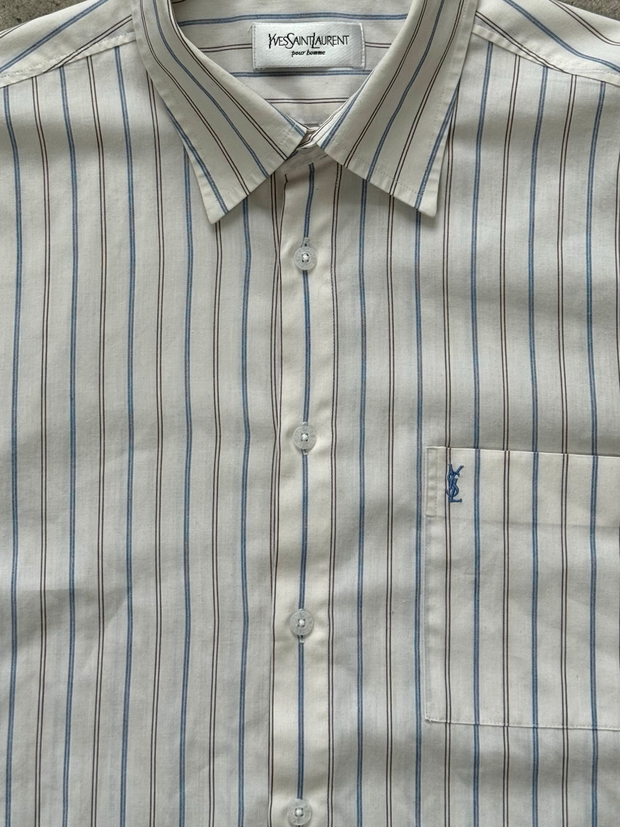 Yves Saint Laurent Pour Homme 1990s Short Sleeve Striped Shirt - M