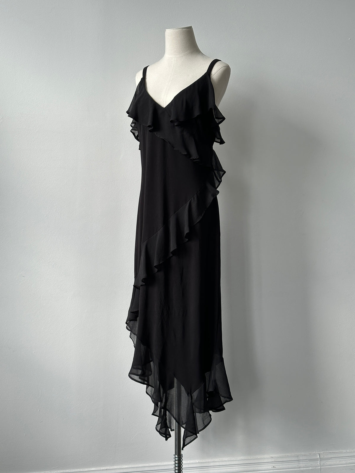 Tommy Hilfiger Asymmetric Ruffle Maxi Dress - L
