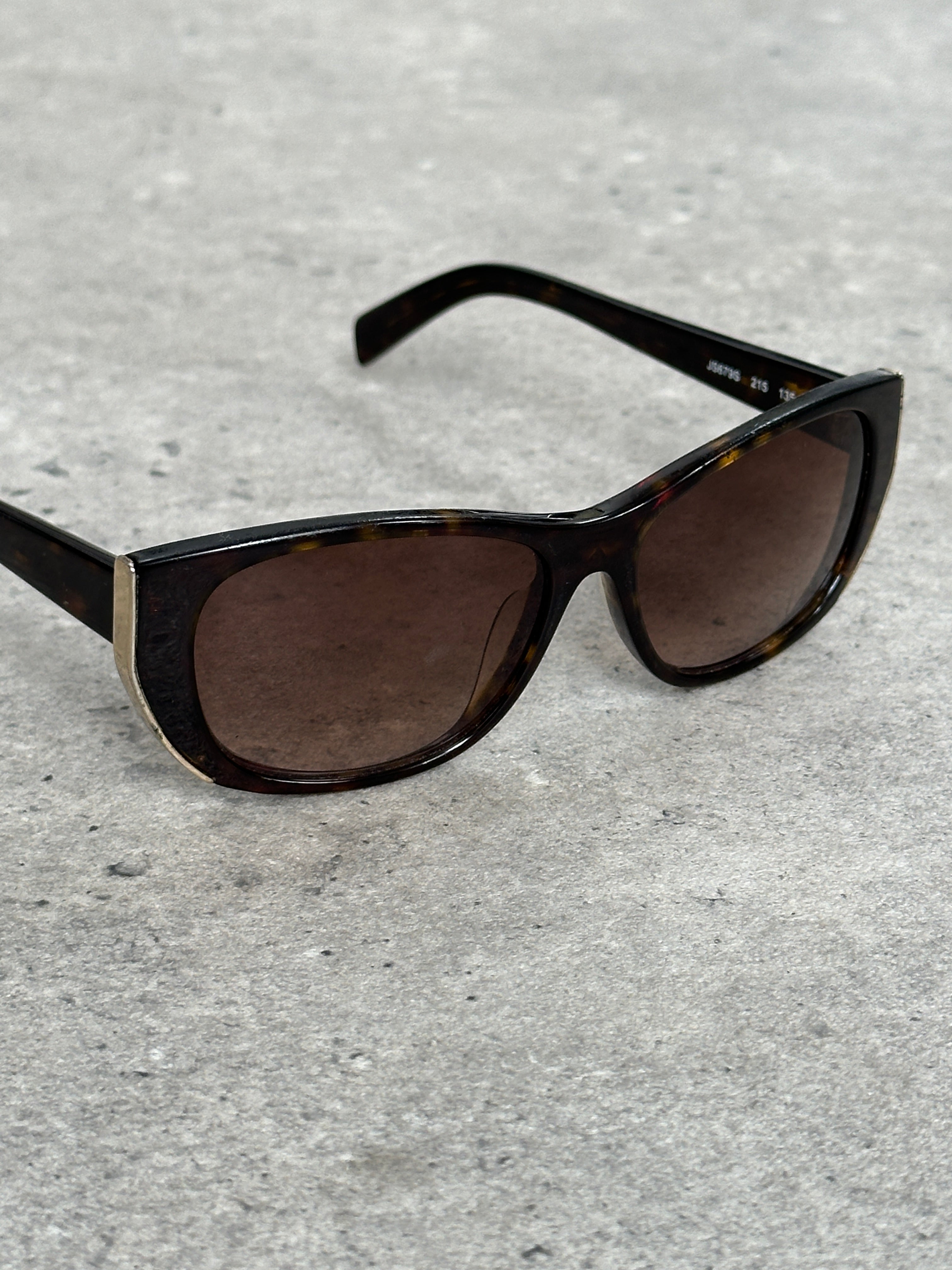 Jil Sander 2000s Tortoiseshell Rectangular Logo Sunglasses