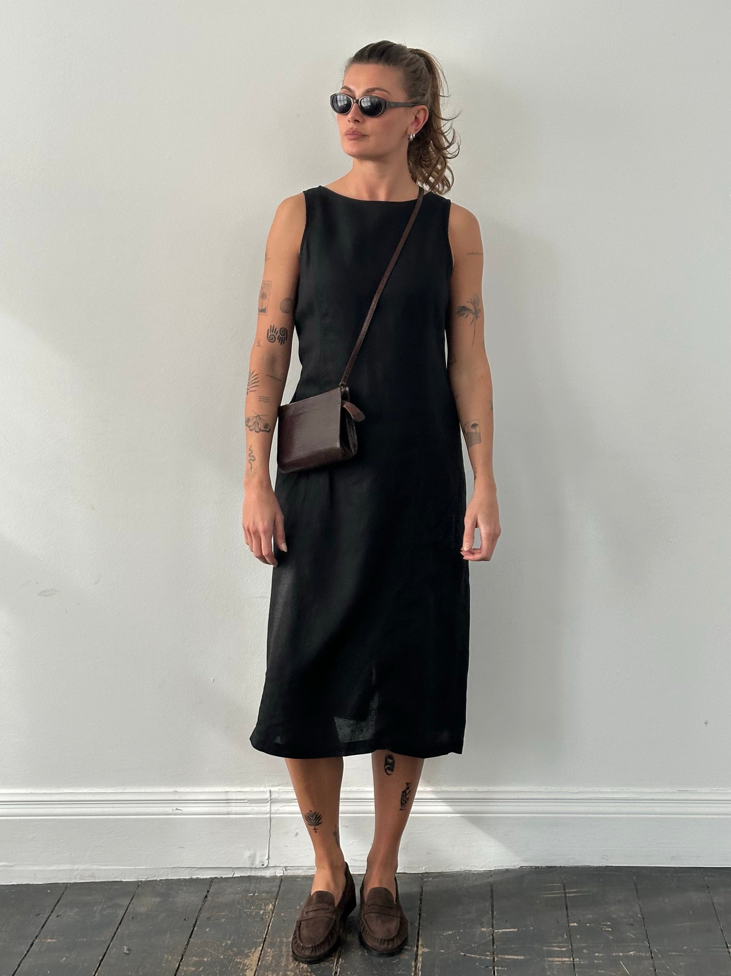Armani Jeans 1990s Pure Linen Sleeveless Dress - M