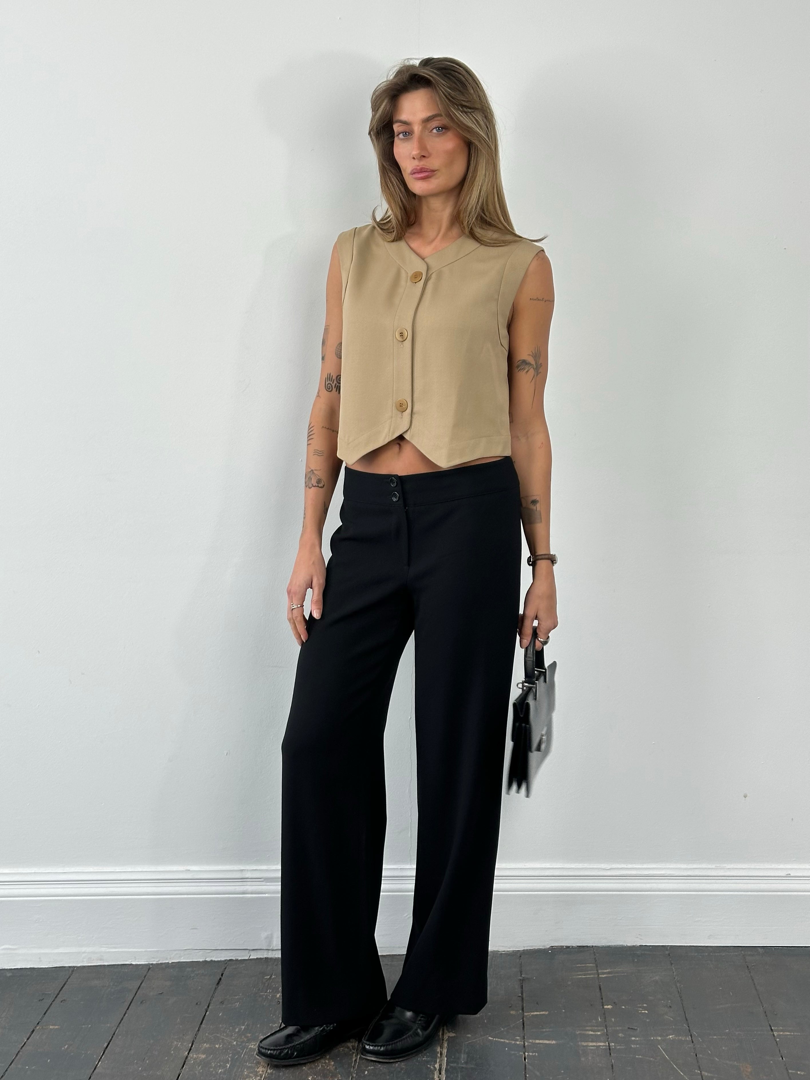 Armani Collezioni 1990s Wool Wide Leg Trouser - W30