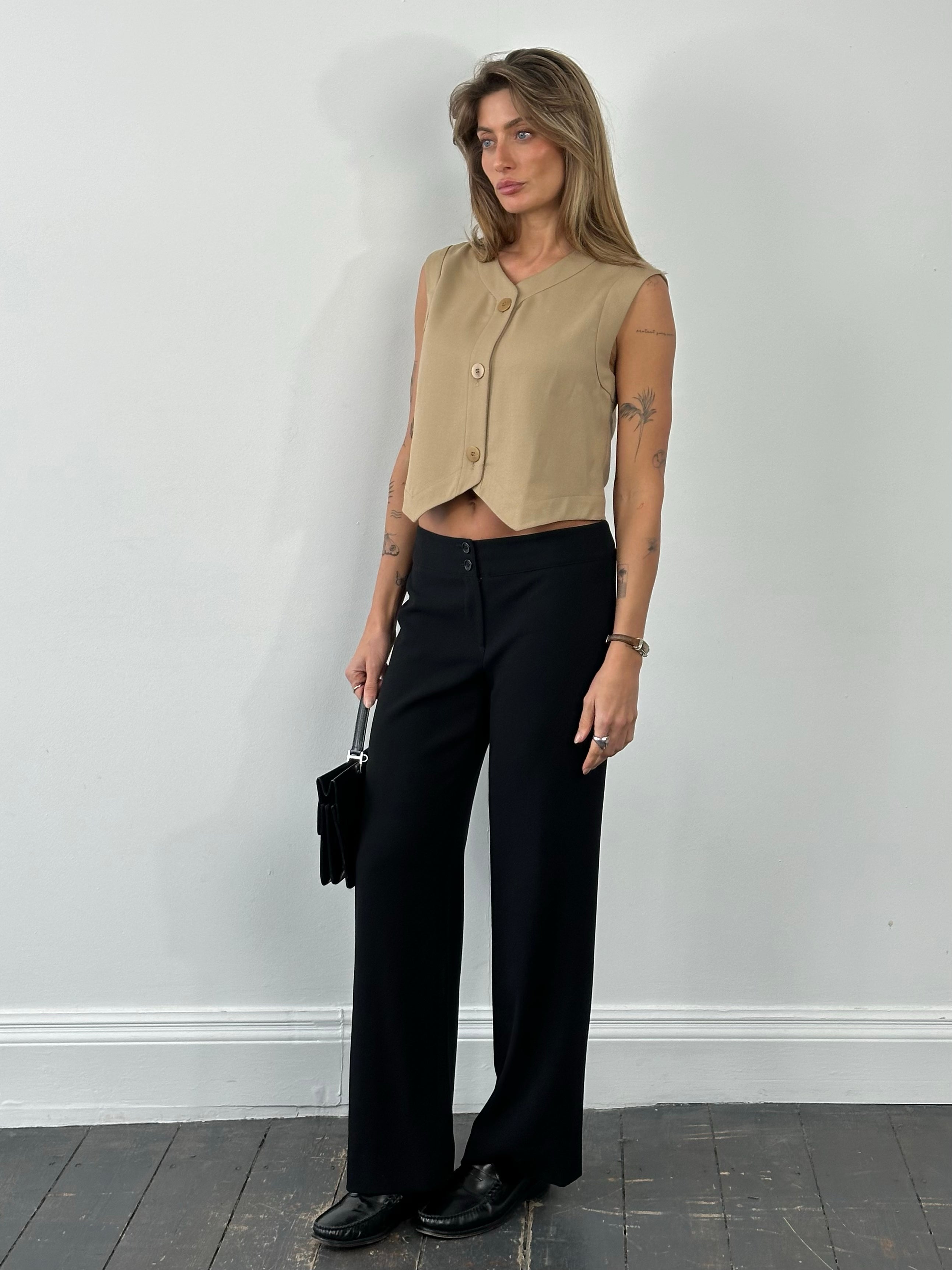 Armani Collezioni 1990s Wool Wide Leg Trouser - W30