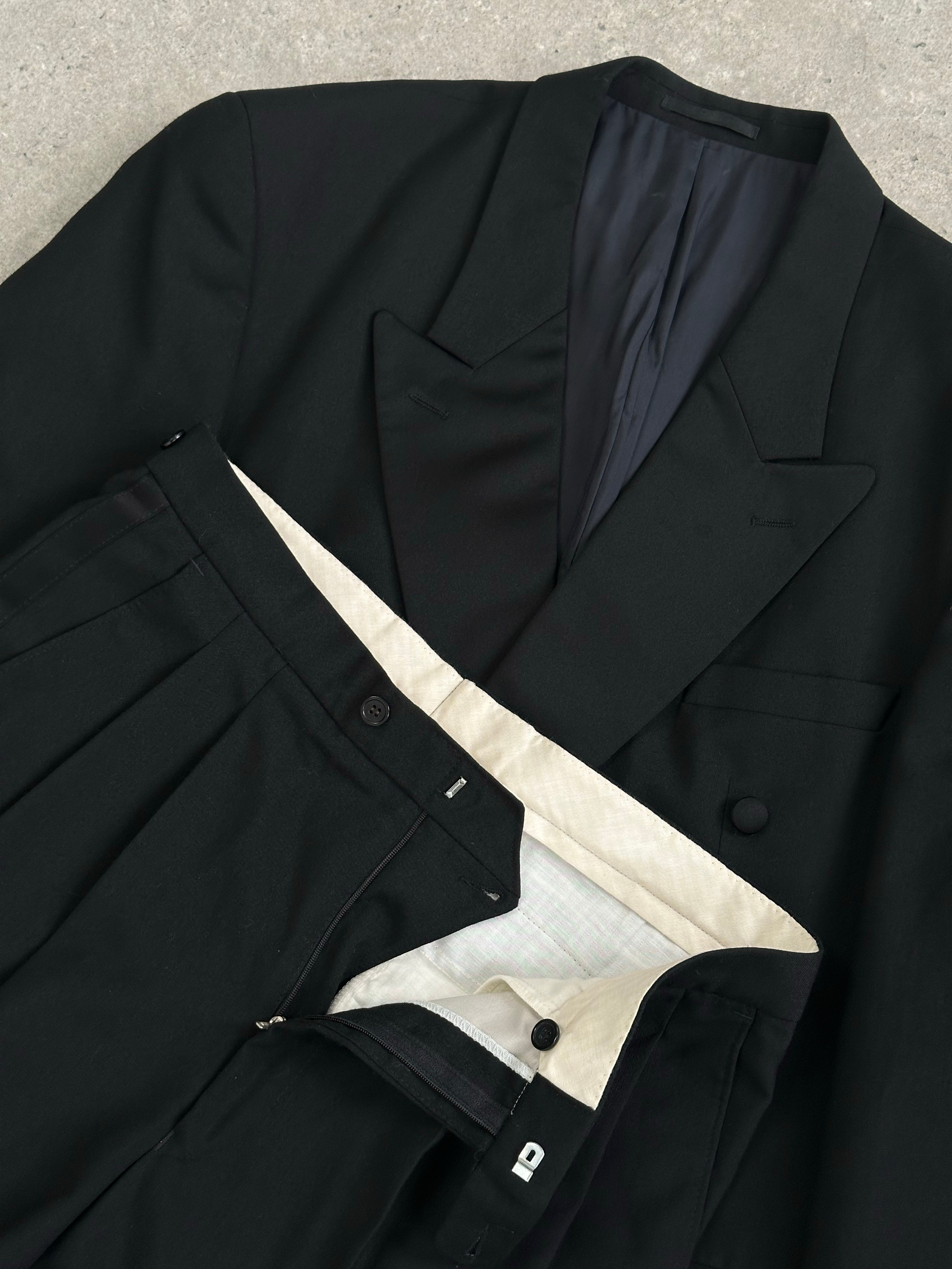 Vintage 1990s Wool Double Breasted Tuxedo Suit - 44R/W32