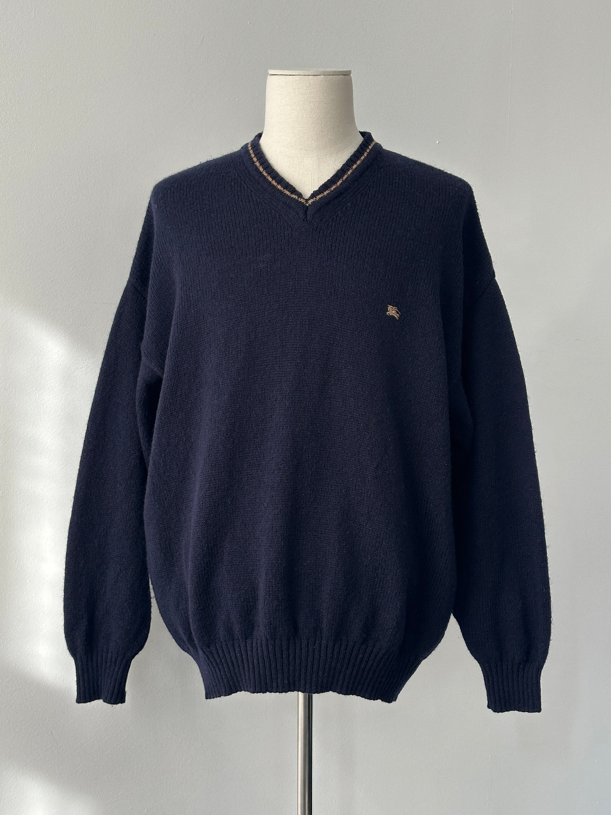 Burberry 1990s Pure Wool V Neck Jumper - XL