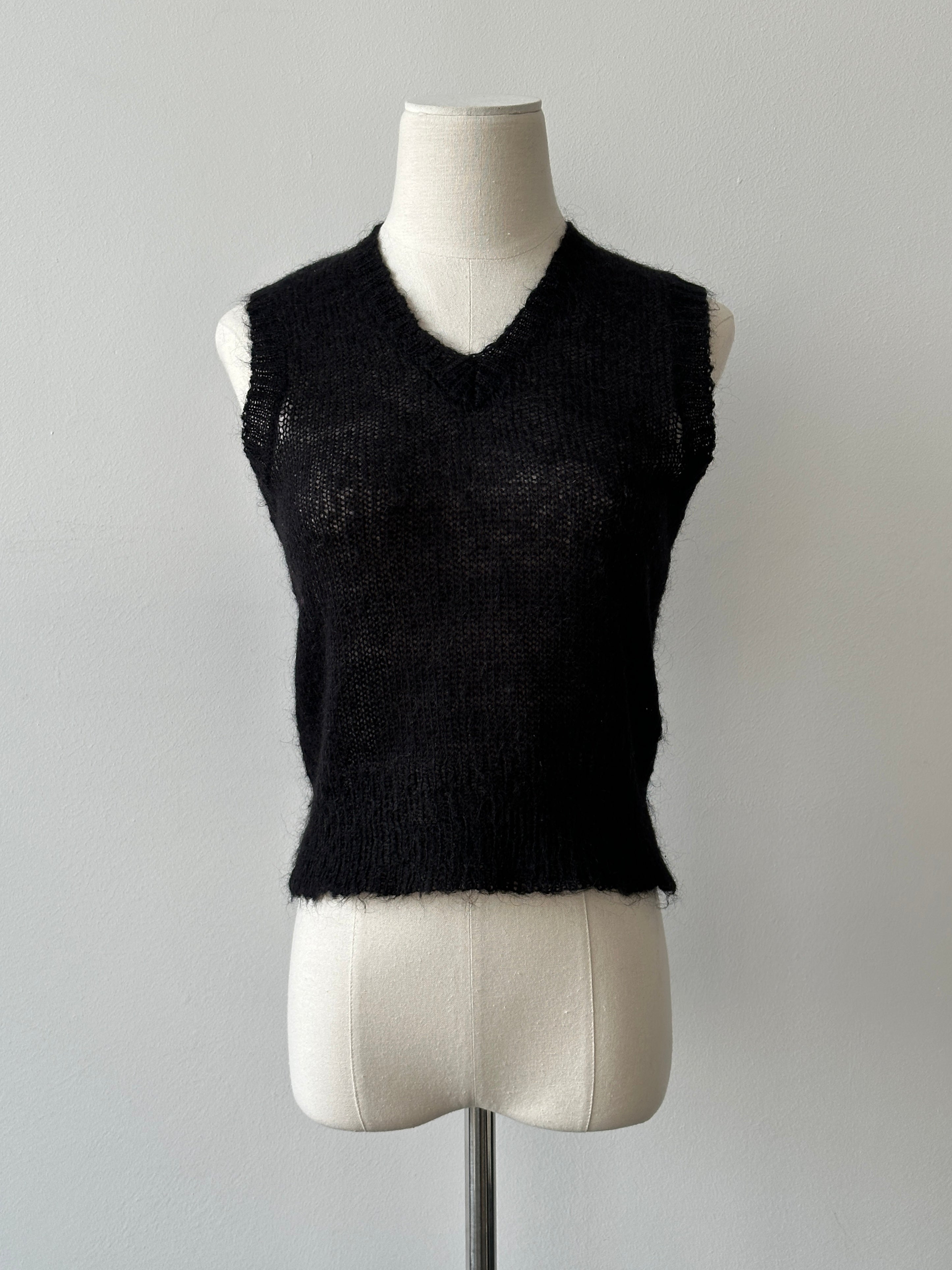 Vintage 1990s Mohair V Neck Top - S