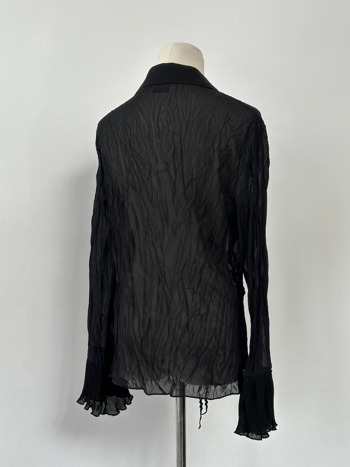 Vintage 1990s Sheer Hook & Eye Crinkle Shirt - M