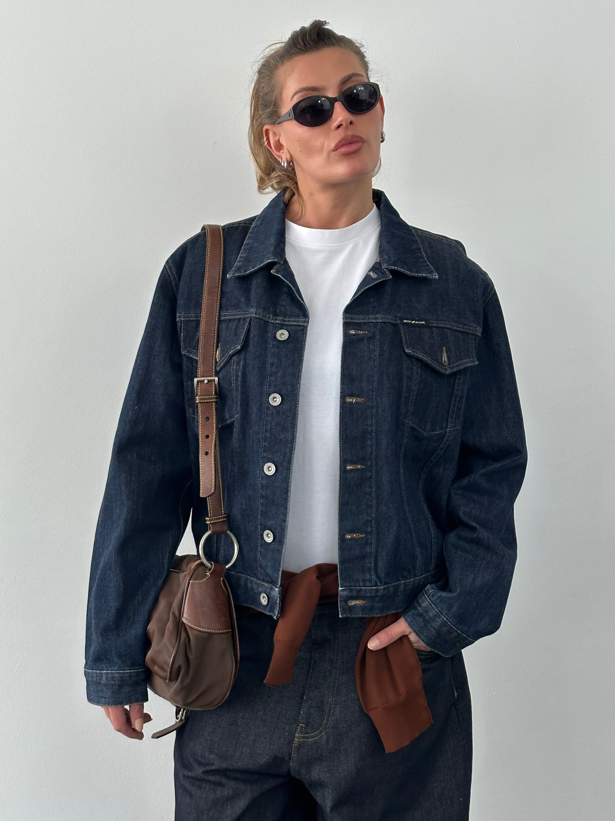 DKNY 2000s Pure Cotton Boxy Denim Jacket - L