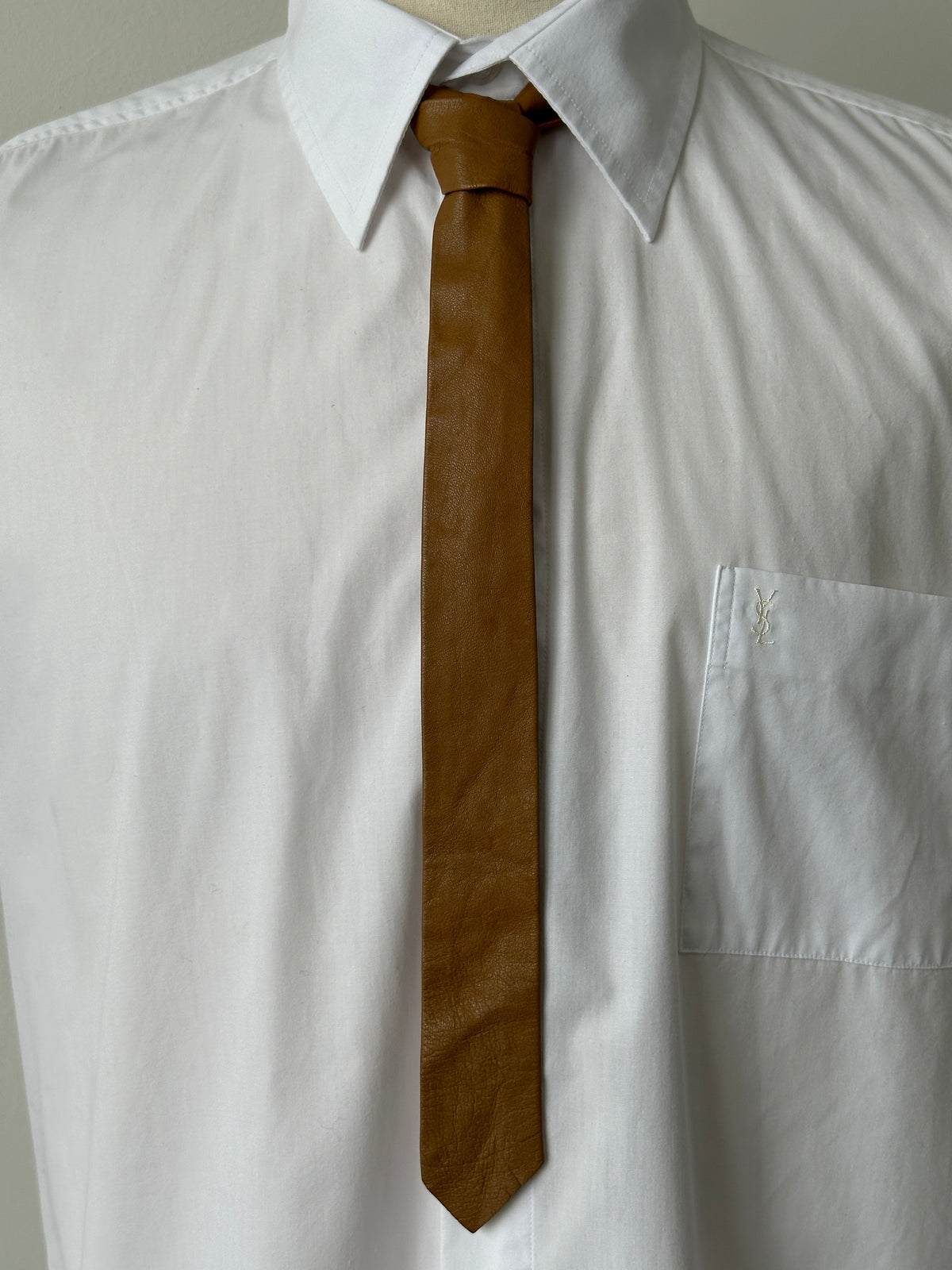 Vintage 1990s Leather Skinny Tie